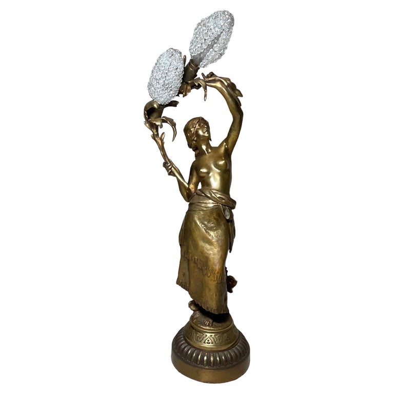 Auguste Moreau Gypsy Sculpture Table Lamp For Sale at 1stDibs