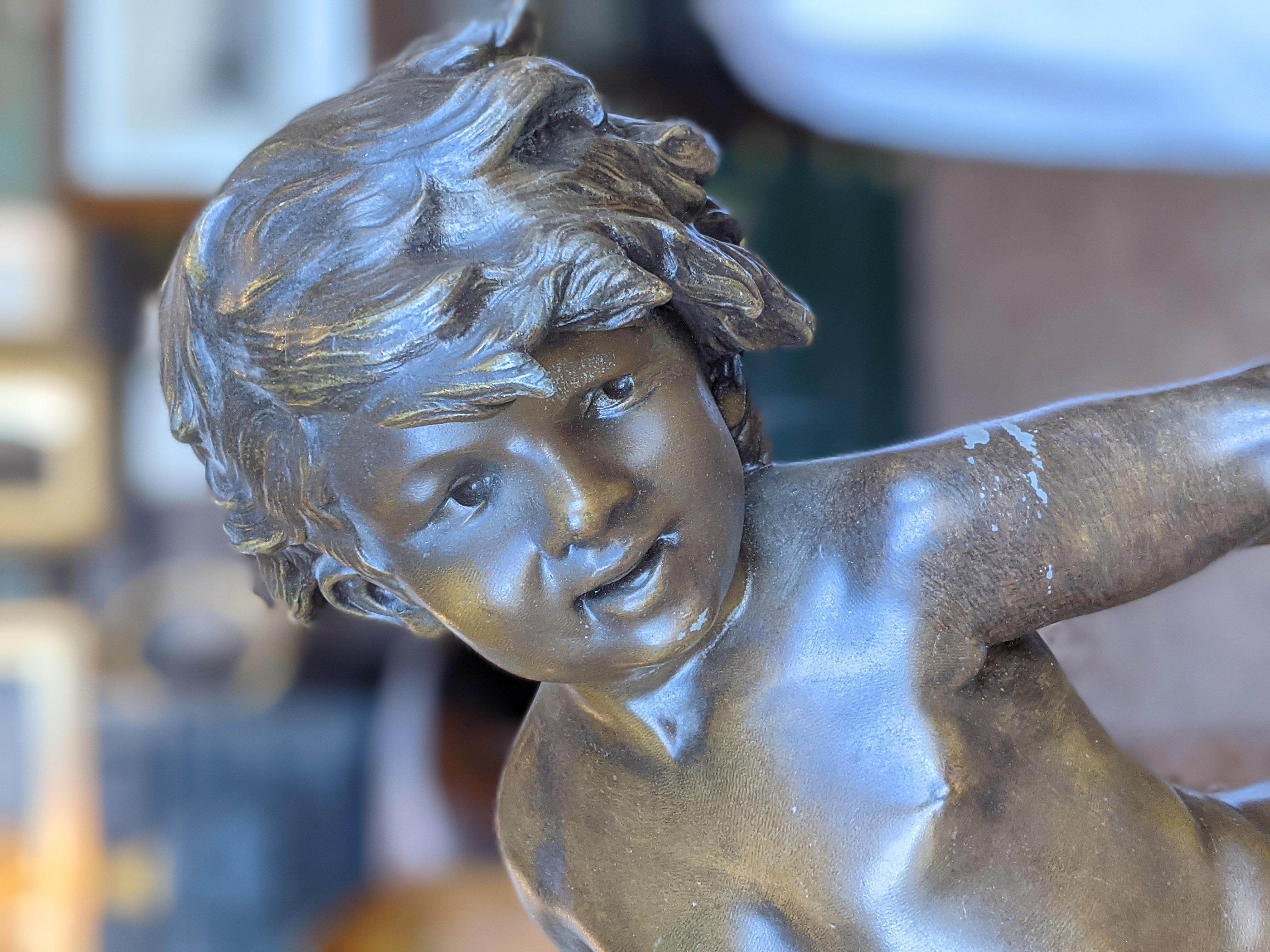 Auguste Moreau, Sculpture, Child with Losing Jug, Bronze, 2nd Half 19th Century For Sale 7