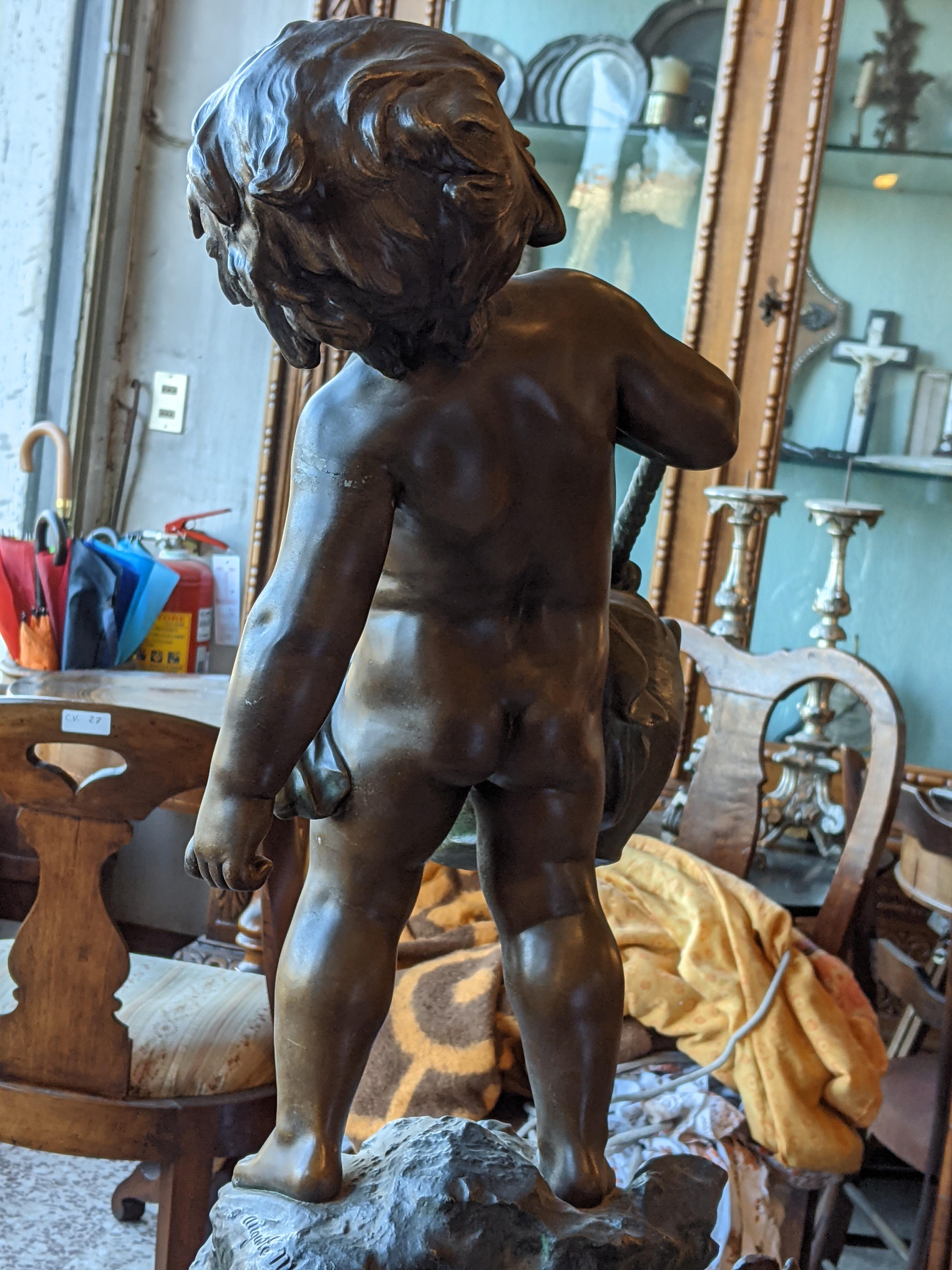 Auguste Moreau, Sculpture, Child with Losing Jug, Bronze, 2nd Half 19th Century For Sale 3
