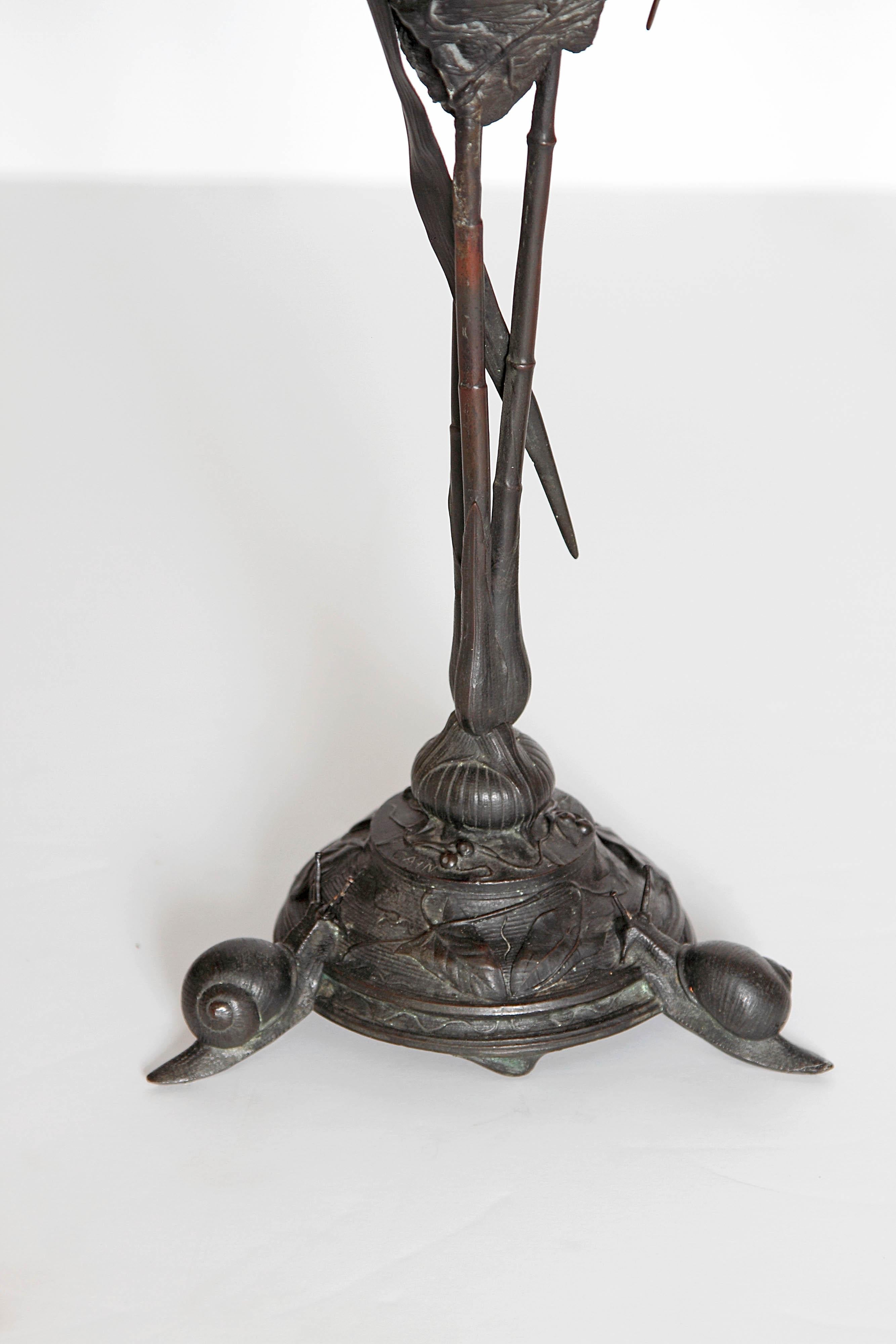 Auguste-Nicolas Cain, Pair of French Candelabra with Bird's Nest In Good Condition In Dallas, TX