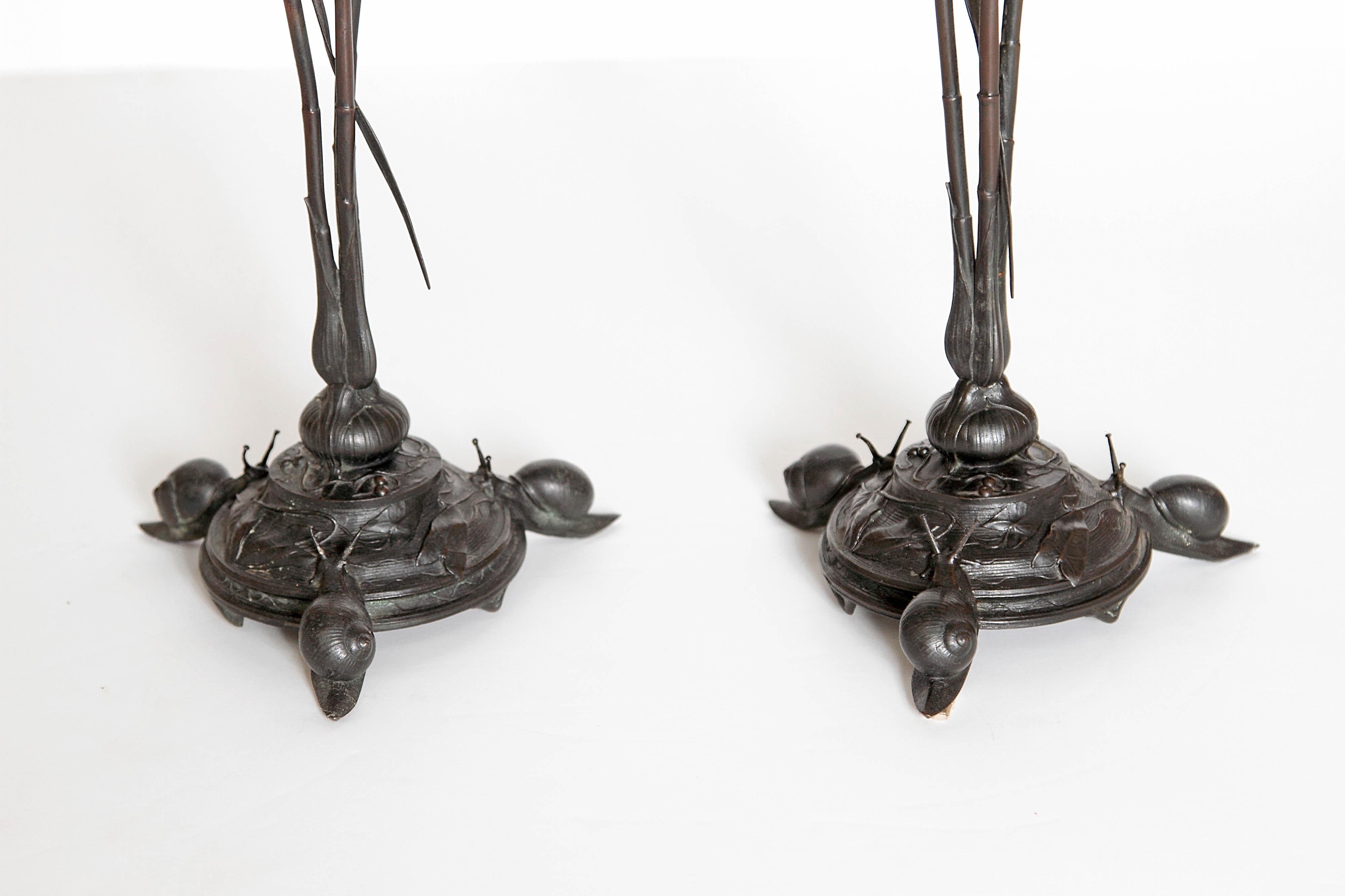 Auguste-Nicolas Cain, Pair of French Candelabra with Bird's Nest 1