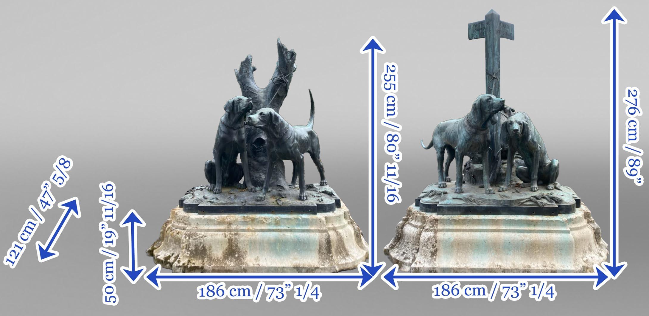 Auguste-Nicolas CAÏN, dos grupos monumentales de bronce, bases originales de piedra, 1893 en venta 5