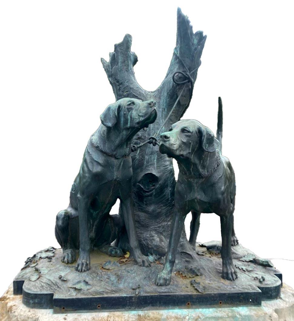 Auguste-Nicolas CAÏN, dos grupos monumentales de bronce, bases originales de piedra, 1893 Napoleón III en venta