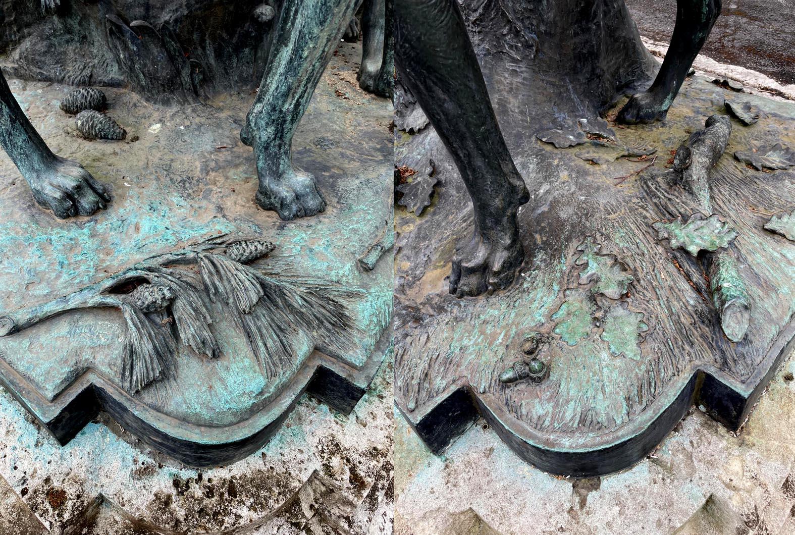 Auguste-Nicolas CAÏN, dos grupos monumentales de bronce, bases originales de piedra, 1893 en venta 1