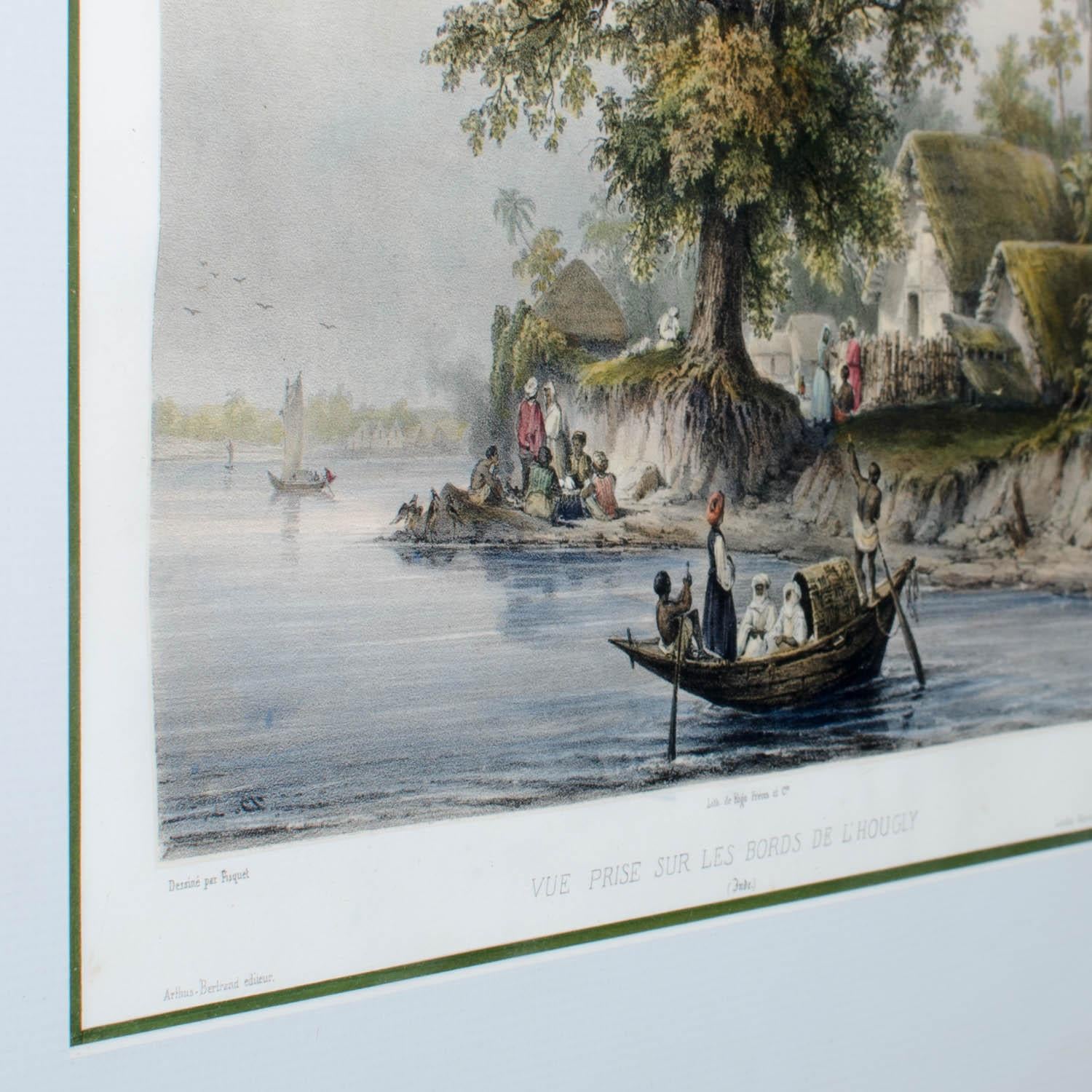 Victorien Auguste-Nicolas Vaillant - Vue prise sur les bords de l'Hougly, Inde Lithographie en vente