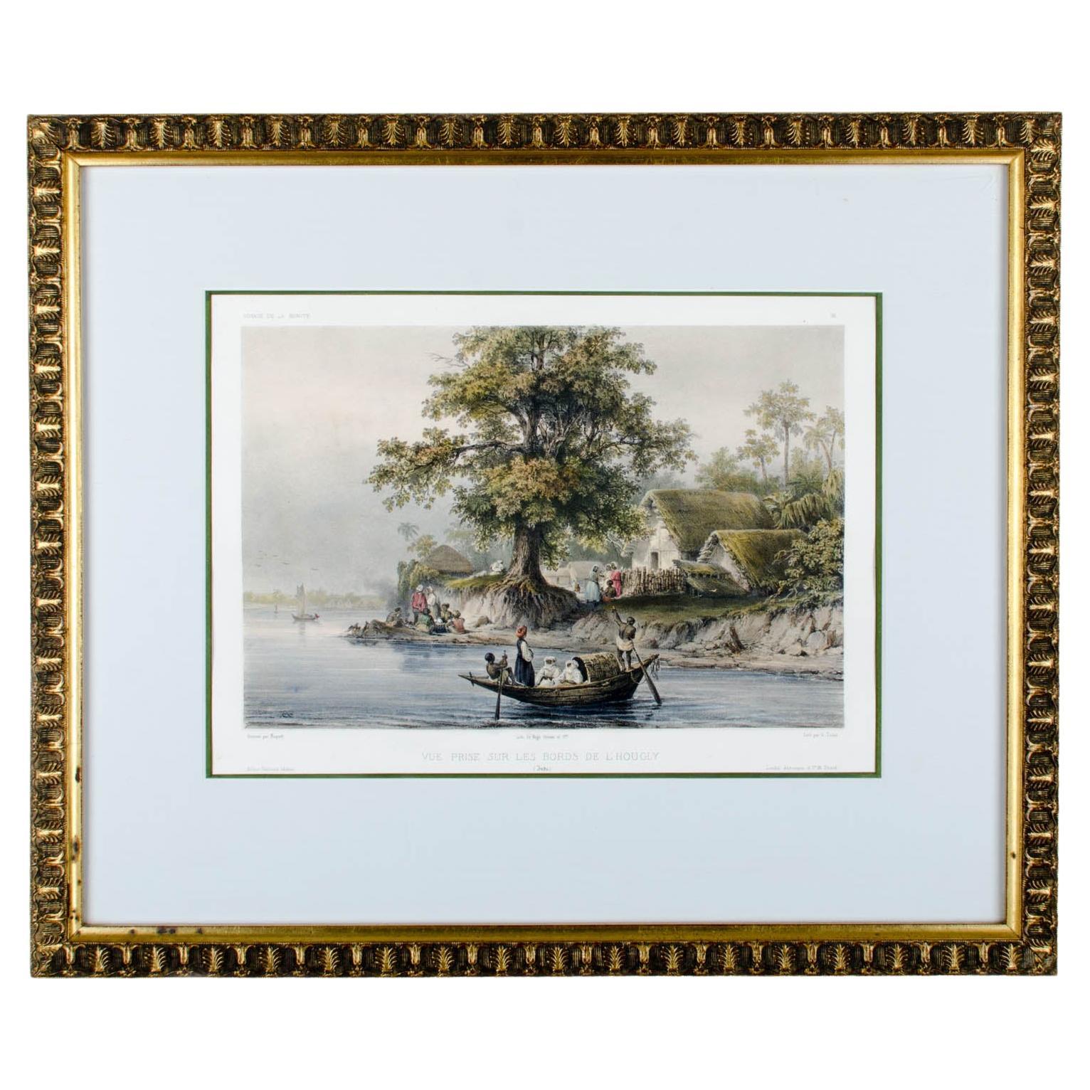 Auguste-Nicolas Vaillant - Vue prise sur les bords de l
Hougly, Inde Lithographie en vente
