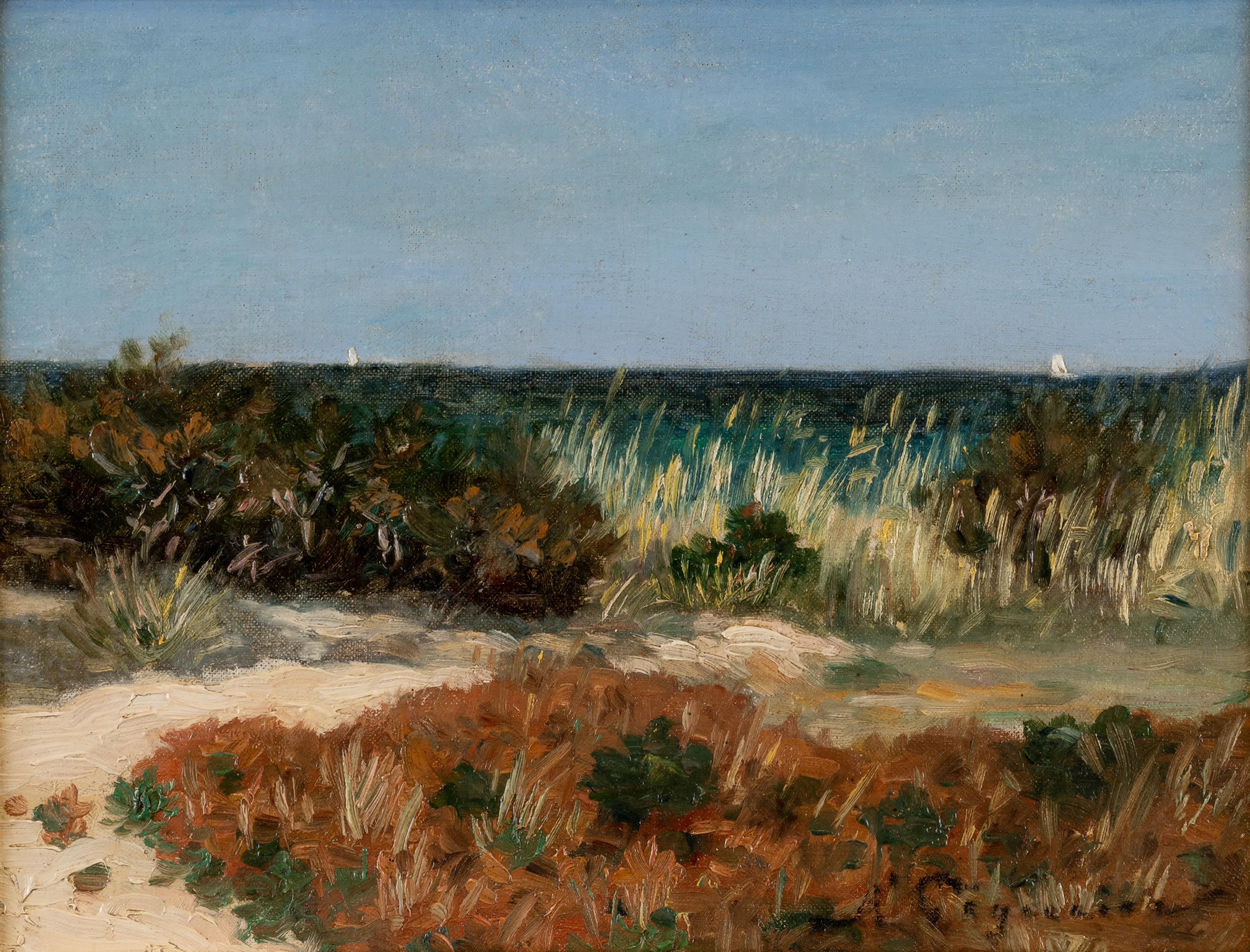 St. Tropez Bord de Mer – Painting von Auguste Pegurier