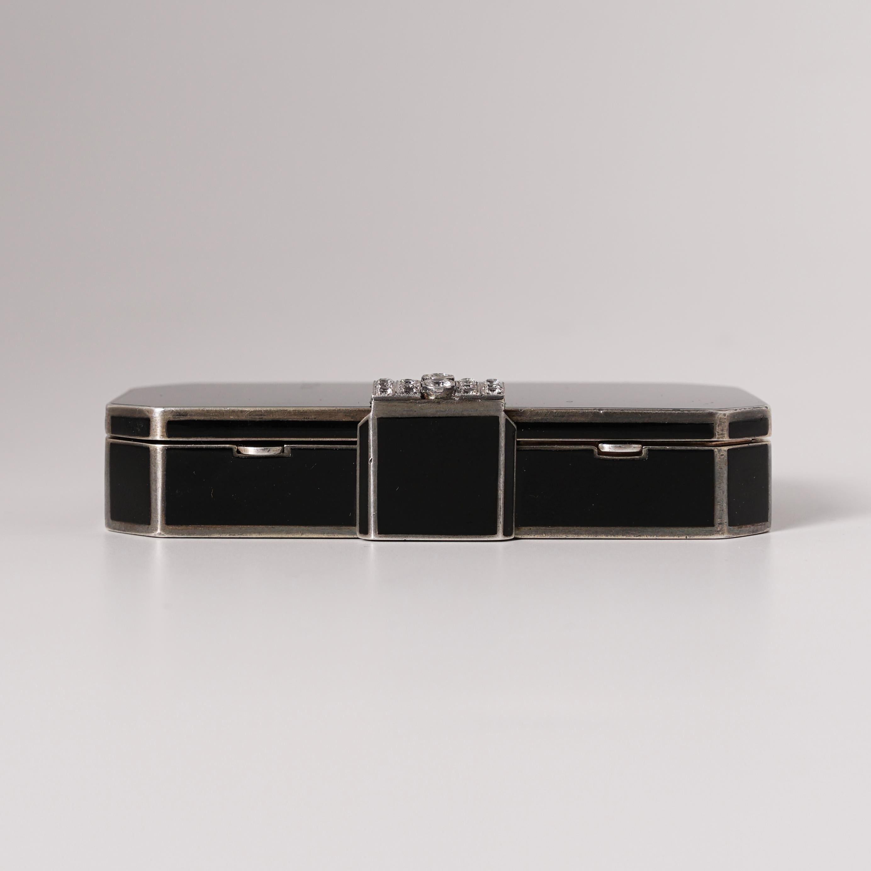 Auguste Peyroula:: Compact français en or:: argent:: émail et bijoux:: vers 1925 Bon état à Paris, FR