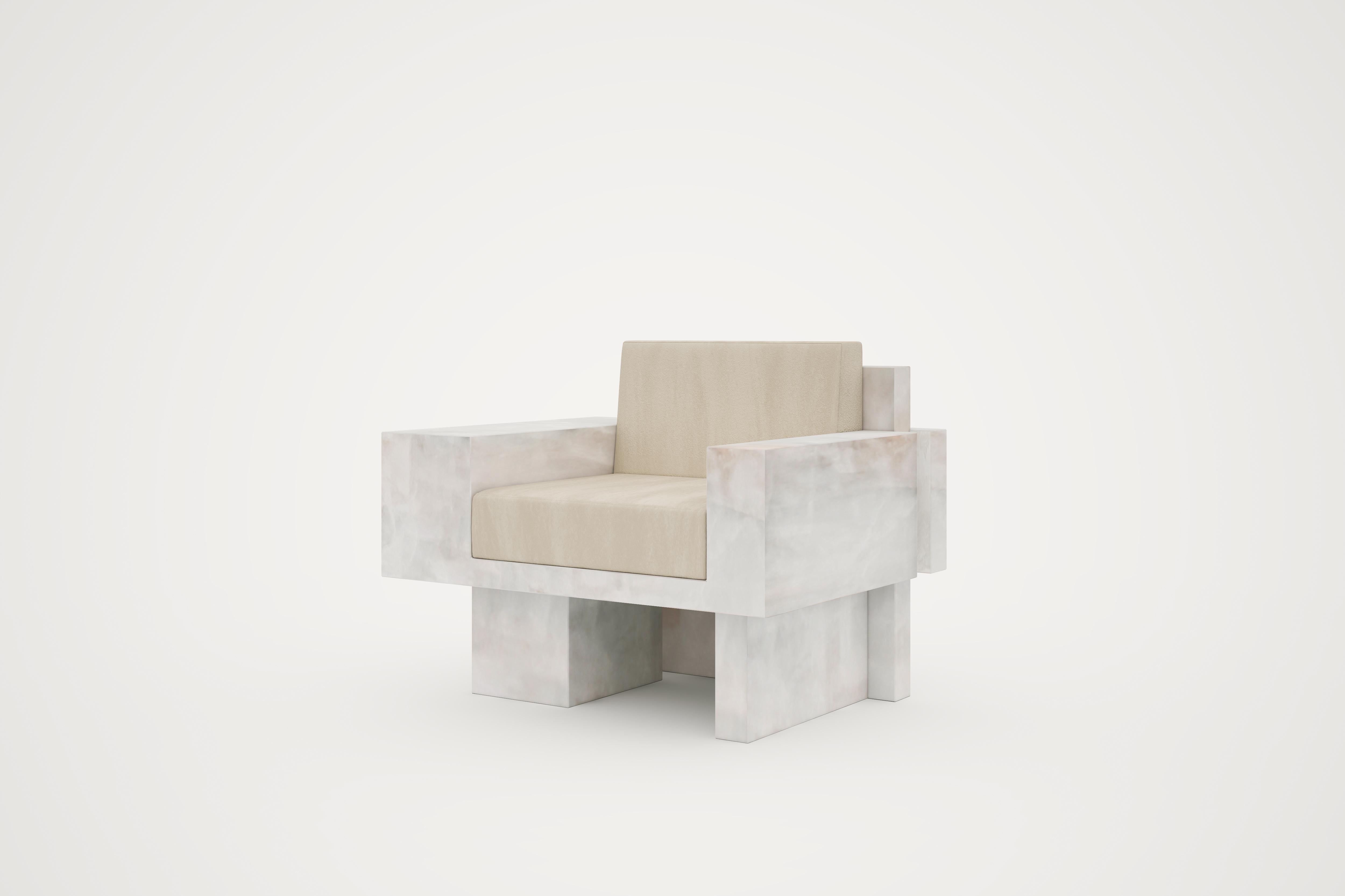 Post-Modern Auguste Piece 01 White Onyx Limited Edition Armchair by Tristan Montabord-Marc For Sale