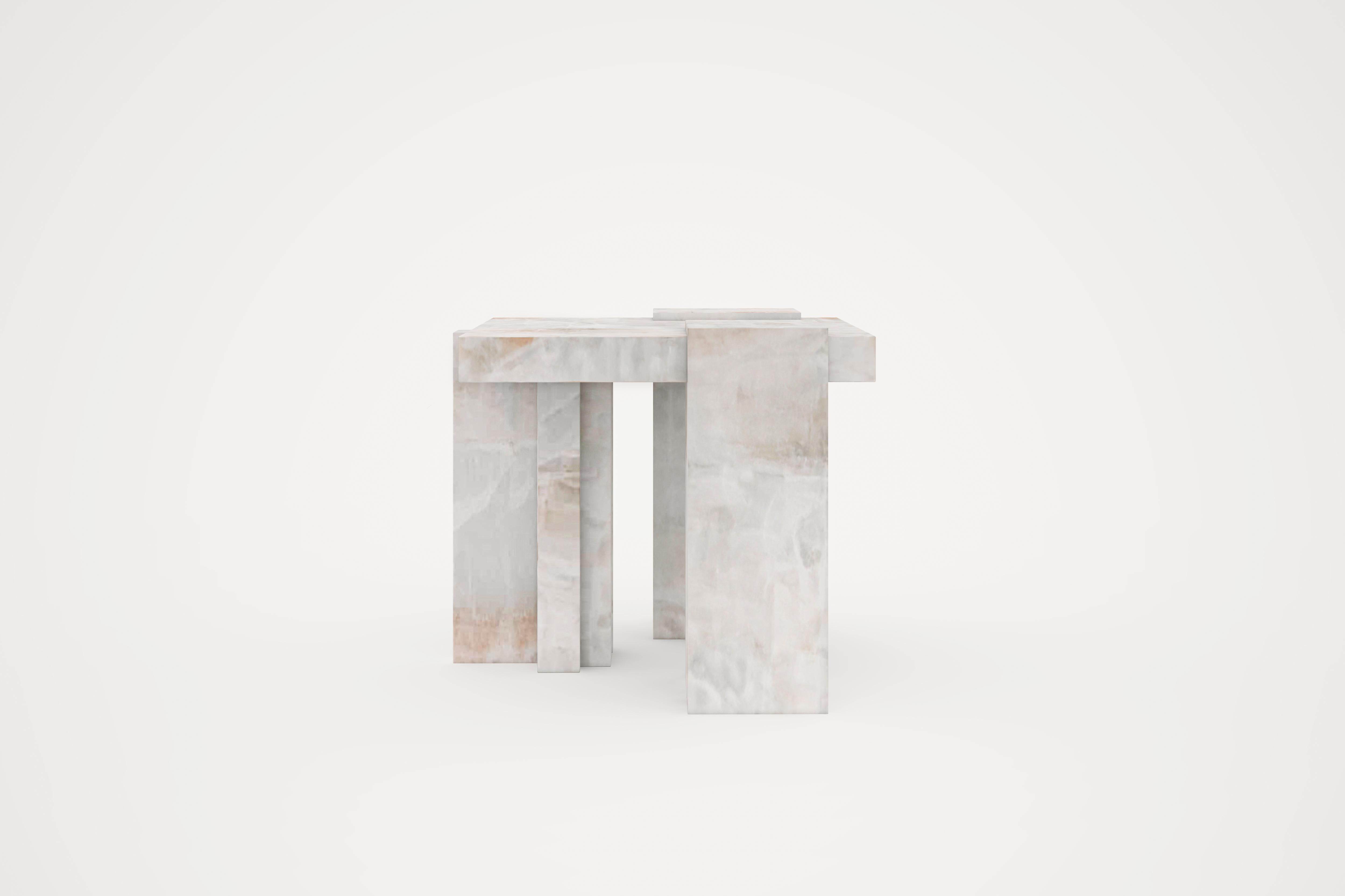 Post-Modern Auguste Piece 02 White Onyx Limited Edition Side Table by Tristan Montabord-Marc For Sale