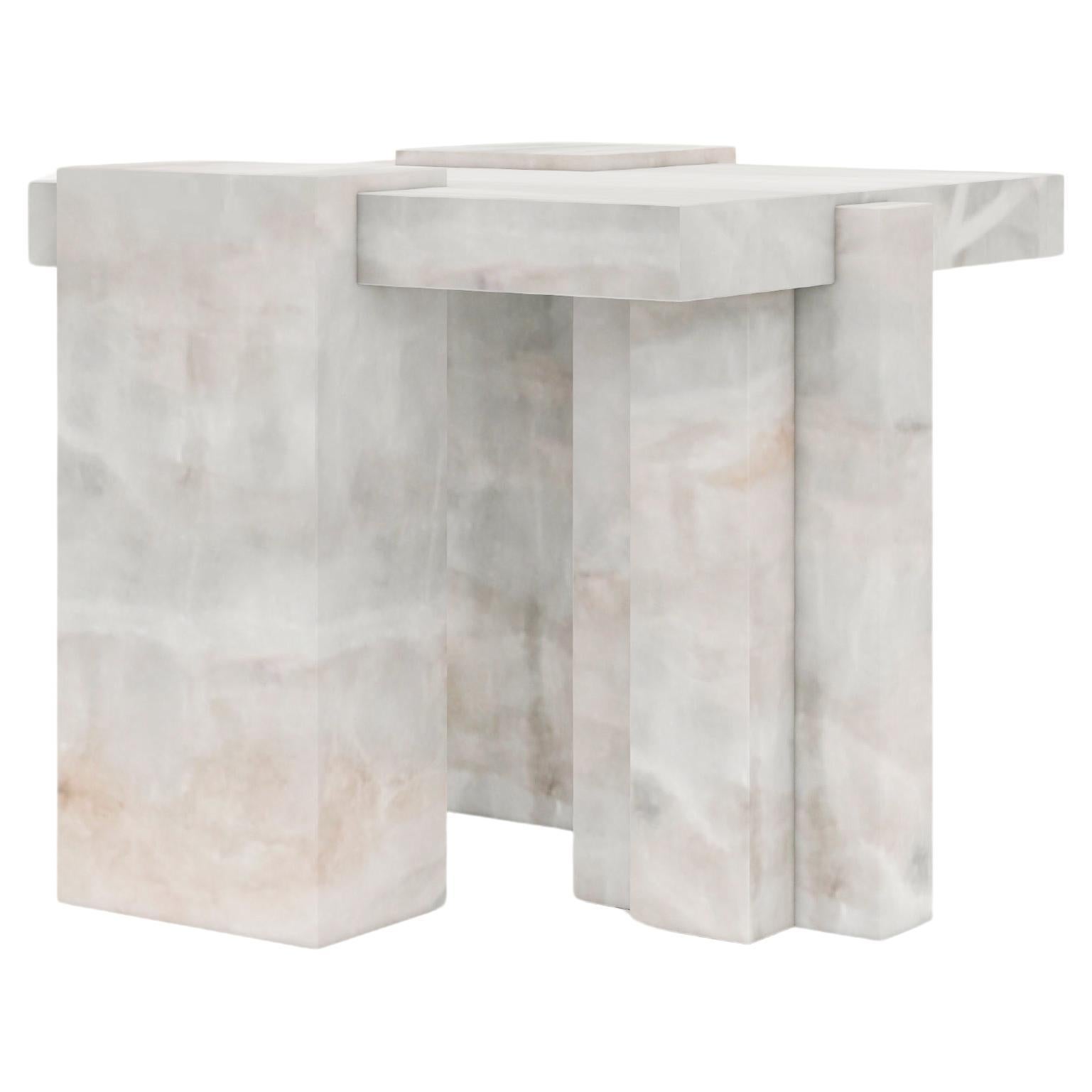 Auguste Piece 02 White Onyx Limited Edition Side Table by Tristan Montabord-Marc For Sale