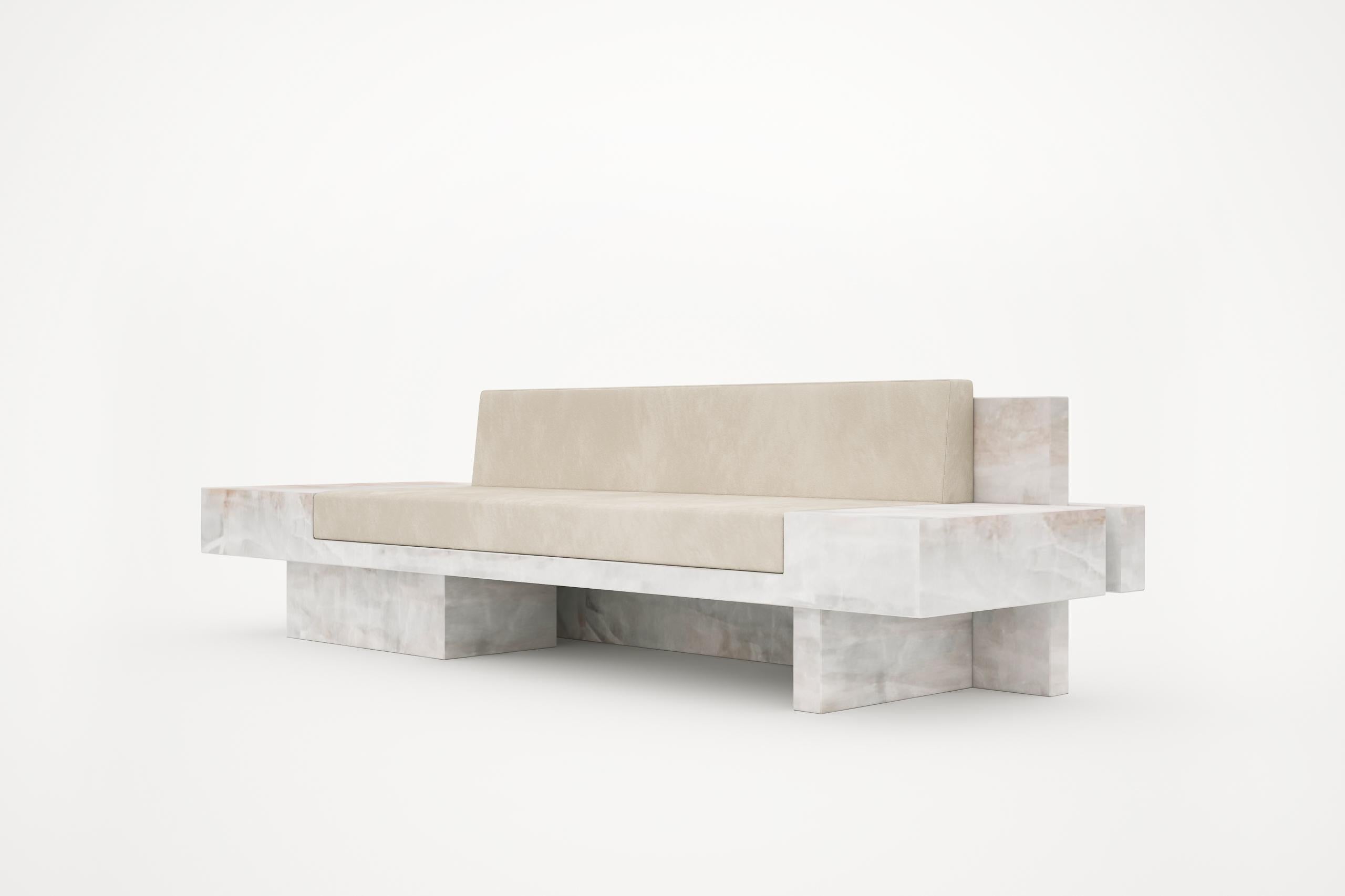 Auguste Piece 03 White Onyx Limited Edition Sofa by Tristan Montabord-Marc
Limited Edition Of 12 Pieces
Dimensions: D 80,5 x W 250 x H 74 cm. 
Materials: Onyx.

Also available in Zericote wood and bronze. Prices may vary. Please contact us.

Auguste