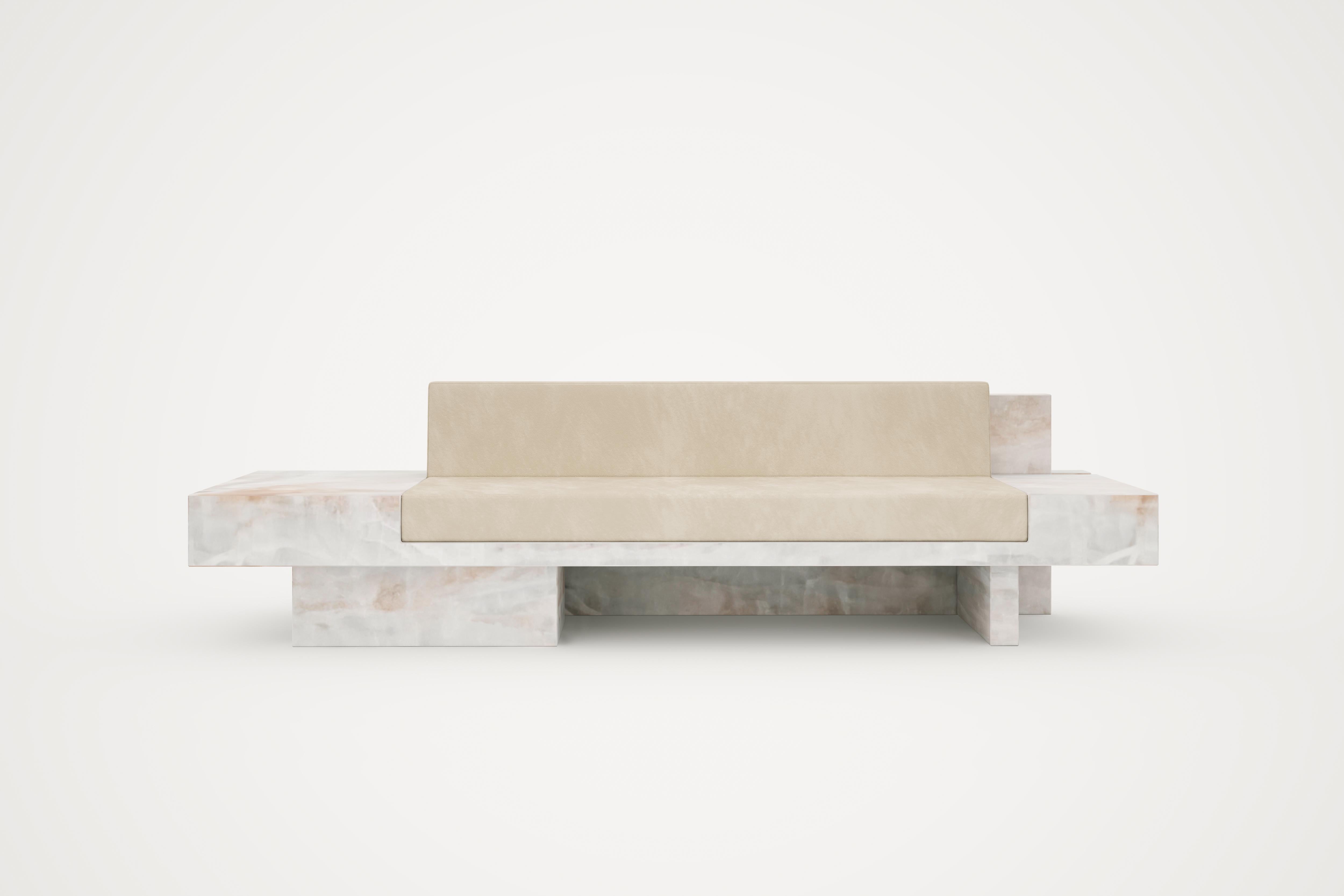 Post-Modern Auguste Piece 03 White Onyx Limited Edition Sofa by Tristan Montabord-Marc For Sale
