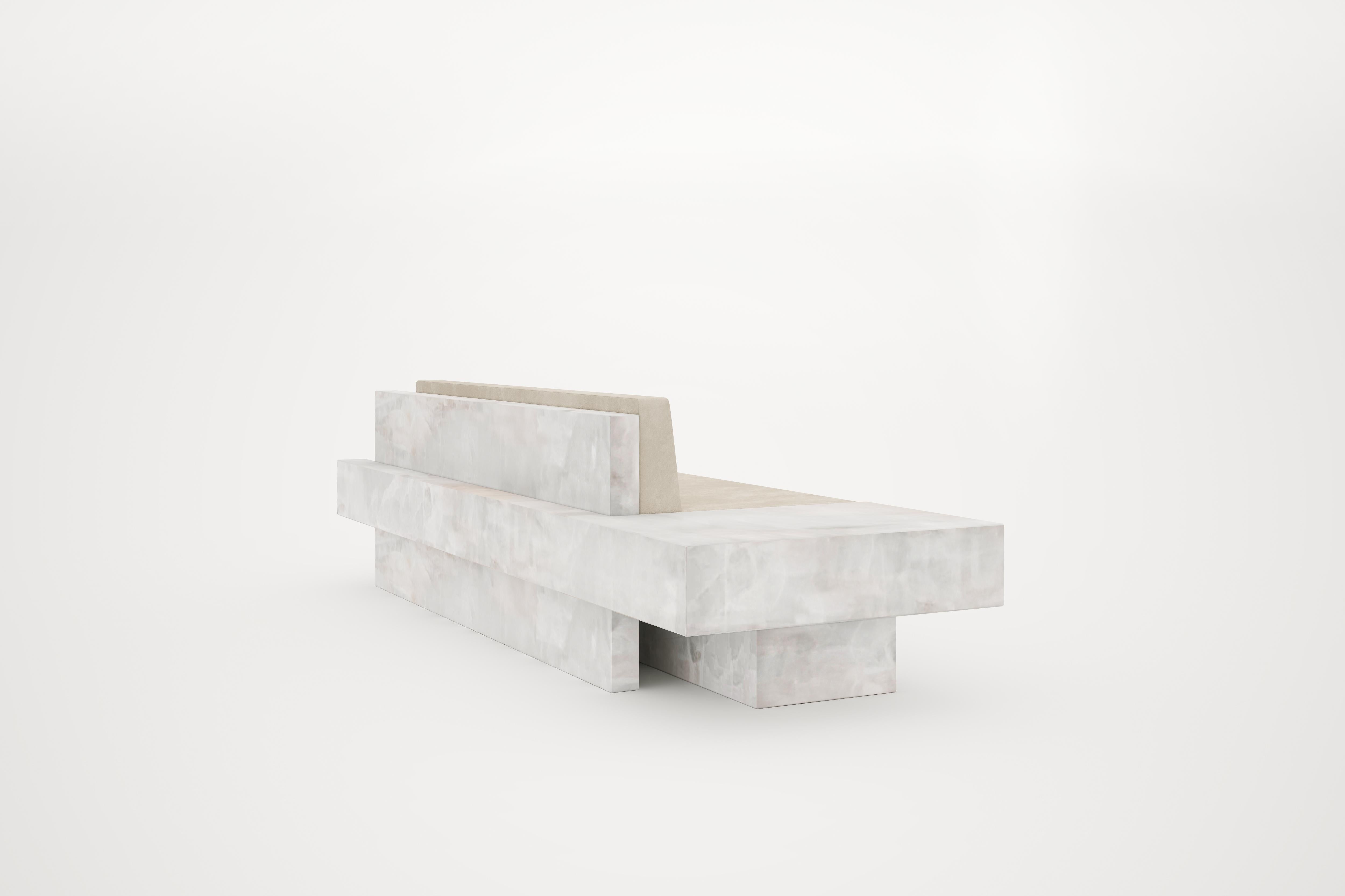 Belgian Auguste Piece 03 White Onyx Limited Edition Sofa by Tristan Montabord-Marc For Sale