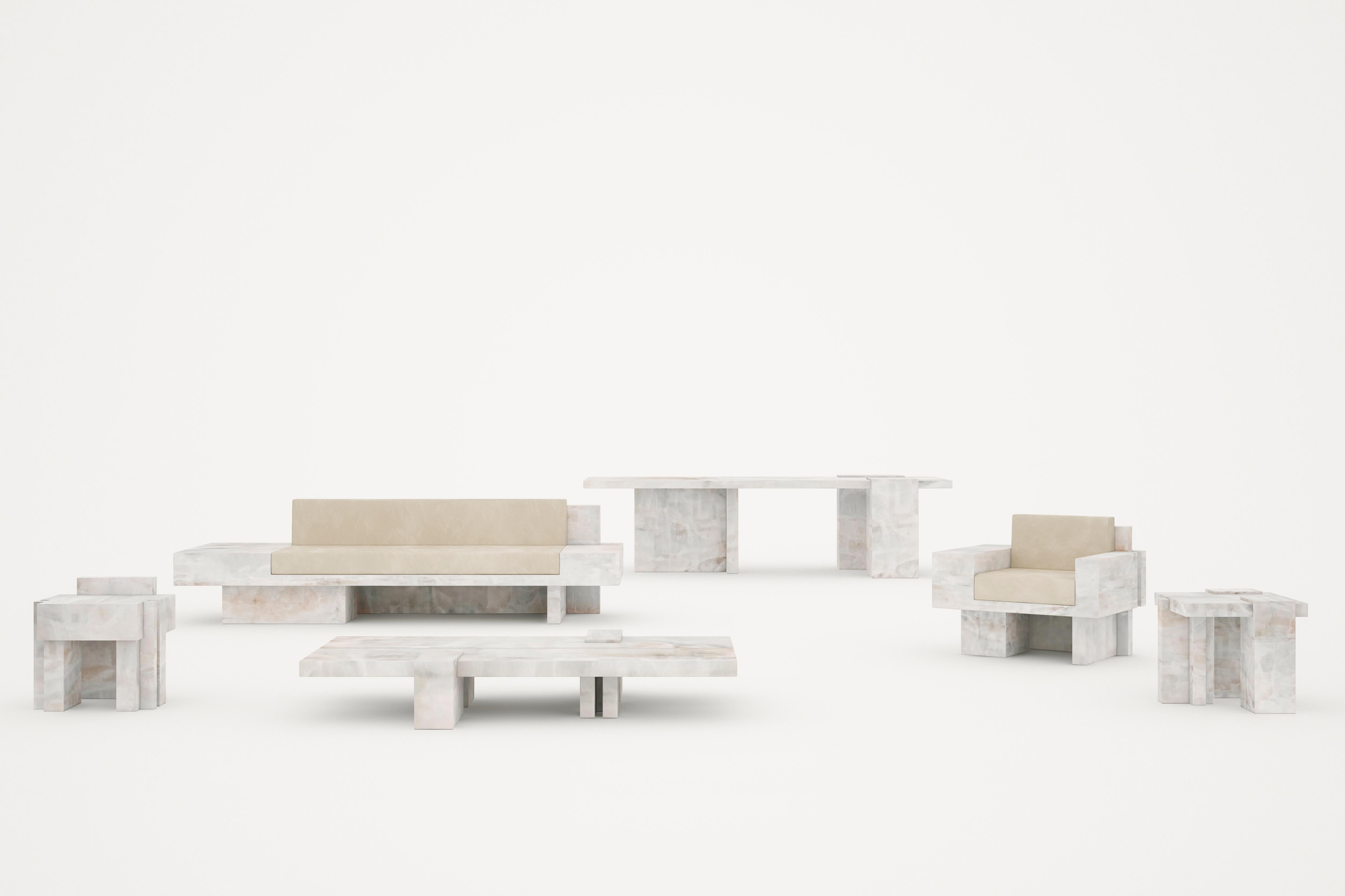 Auguste Piece 03 White Onyx Limited Edition Sofa by Tristan Montabord-Marc For Sale 1