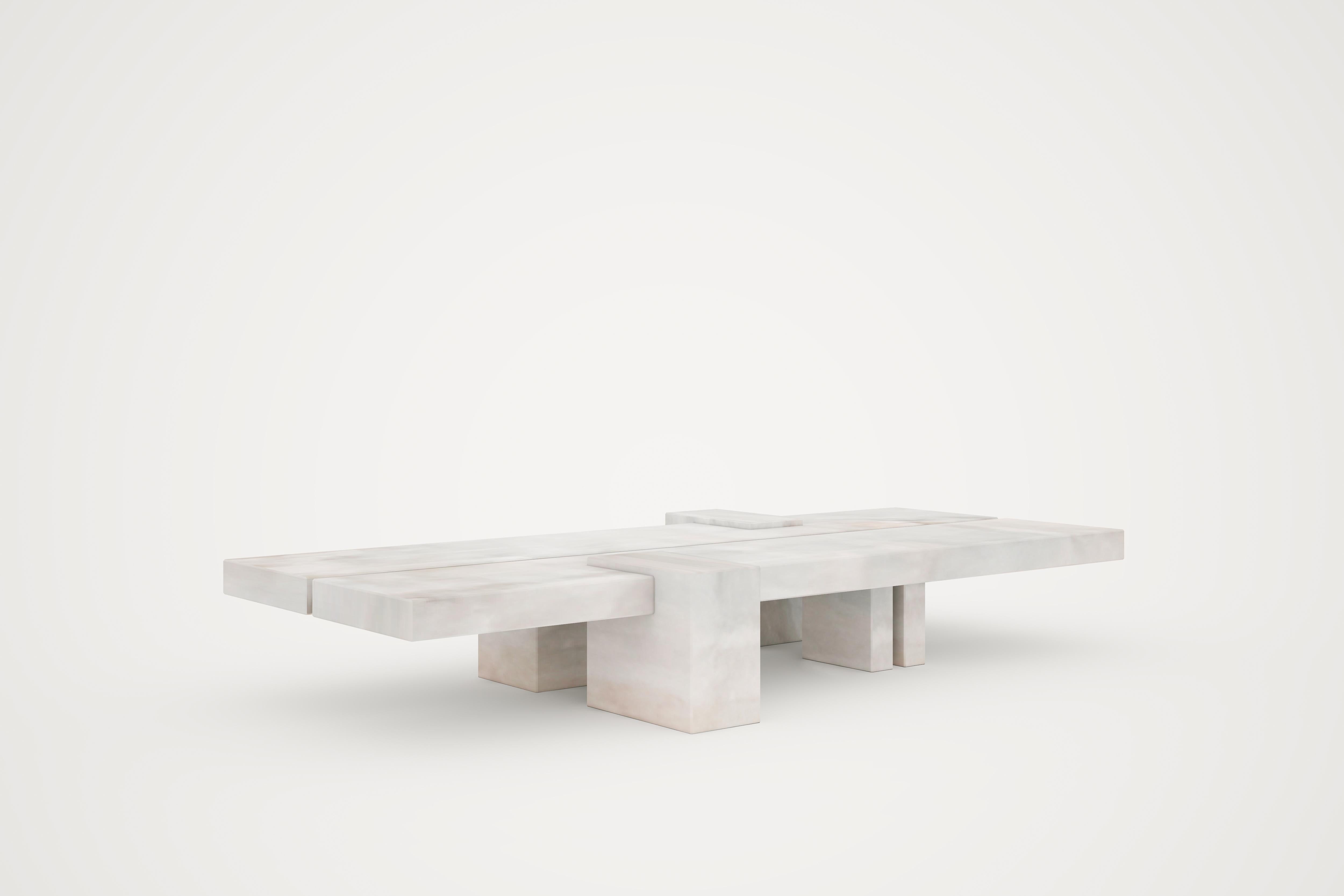Auguste Piece 04 Onyx Limited Edition Coffee Table by Tristan Montabord-Marc
Limited Edition Of 12 Pieces
Dimensions: D 87 x W 170 x H 26,5 cm. 
Materials: Onyx.

Also available in Zericote wood and bronze. Prices may vary. Please contact