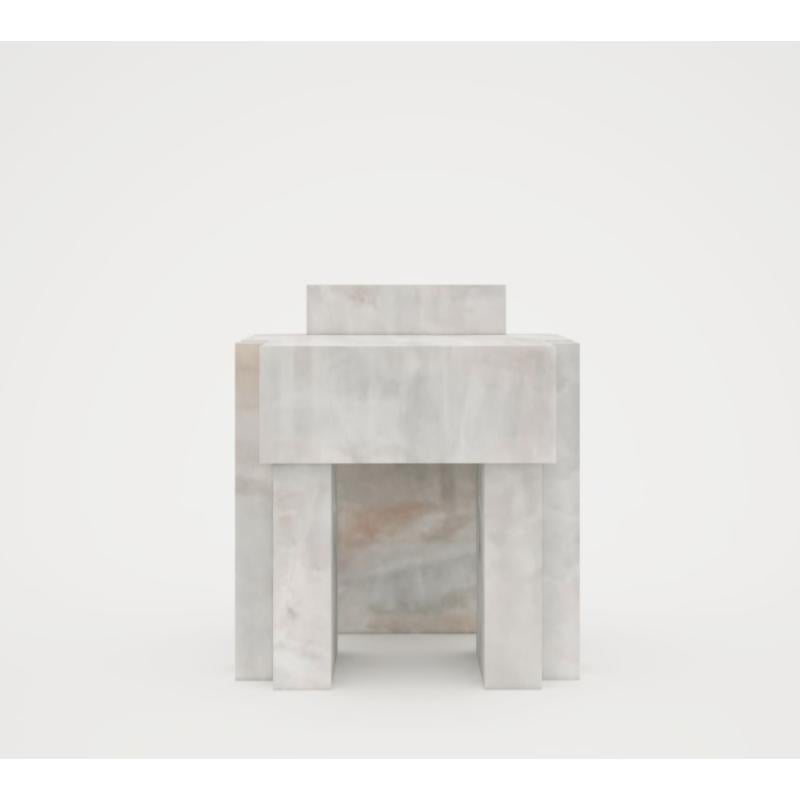 Auguste Piece 06 White Onyx Limited Edition Stool by Tristan Montabord-Marc
Limited Edition Of 12 Pieces
Dimensions: D 43,5 x W 52,5 x H 46 cm. 
Materials: Onyx.

Also available in Zericote wood and bronze. Prices may vary. Please contact