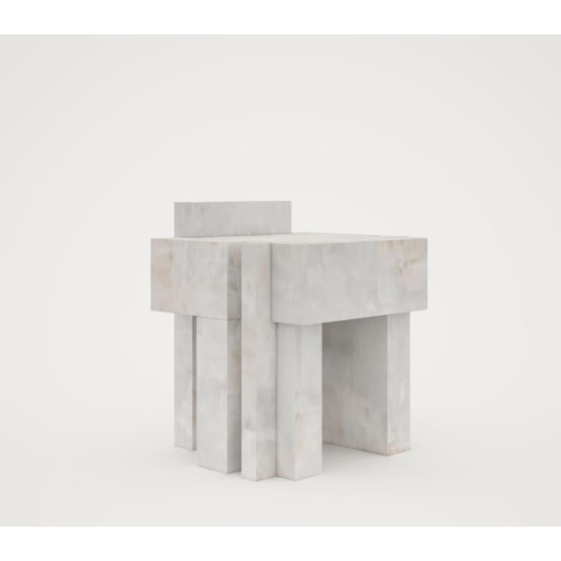 Belgian Auguste Piece 06 White Onyx Limited Edition Stool by Tristan Montabord-Marc For Sale