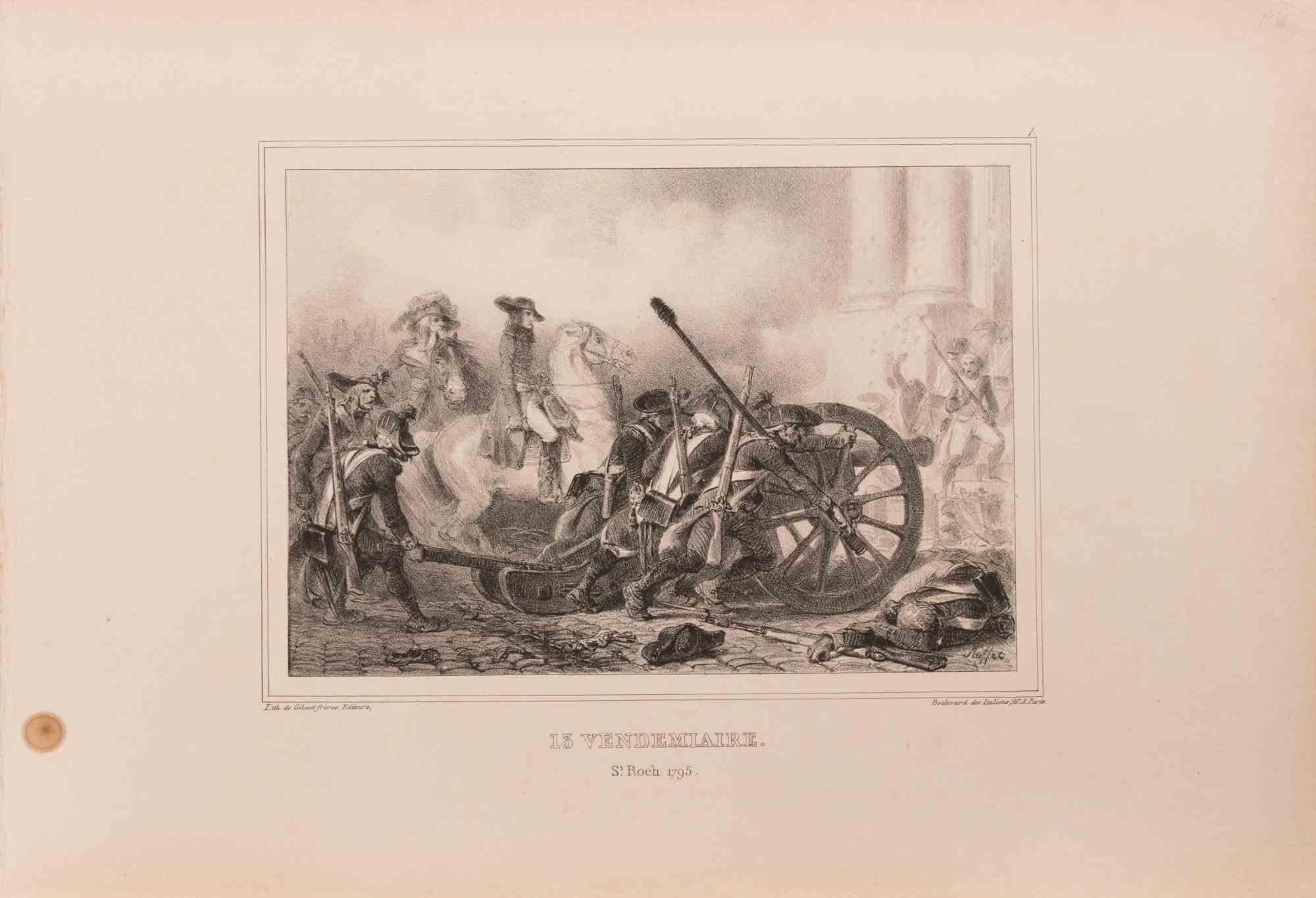 Lithograph on wove paper, realized between 1830s and 1840s.

Signed in the plate.

Mild foxing and age-toning, especially around sheet edges; image area clean and well-inked, with good contrast and detail; lower left corner with an old mounting