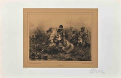1813 - Napoléon - Original Lithograph by  Auguste Raffet - 19th century