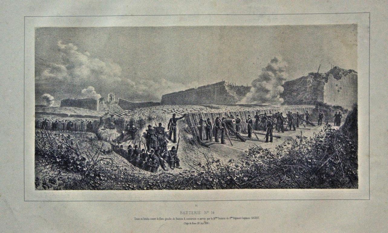 Scena di battaglia. Piastra n. 31. Titolo e descrizione in francese. 

Litografia su carta.

Firmato nel piatto.

Buone condizioni.
