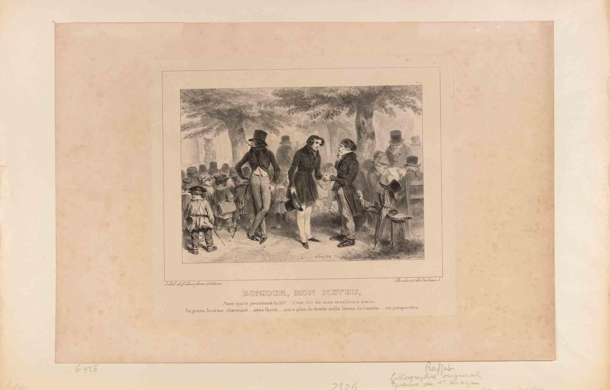 Bonjour. Mon Neveu - Lithograph by Auguste Raffet - 1836