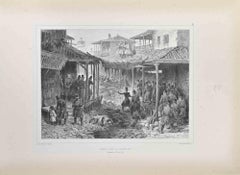 Combat Dans La Grande Rue – Lithographie „ Dans La Grande Rue“ von Auguste Raffet – 1837