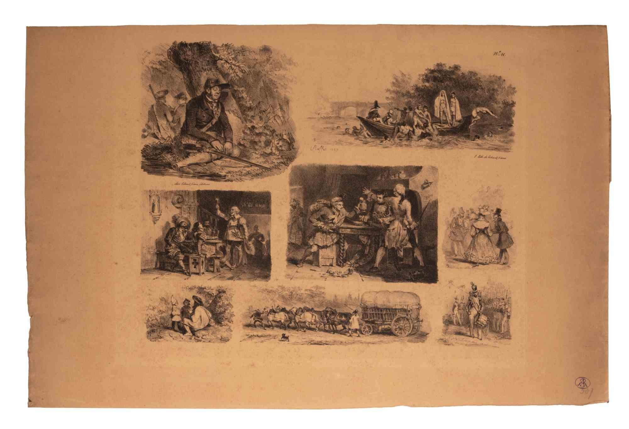 Croquis pour les Enfants - Lithograph by Auguste Raffet - 1829