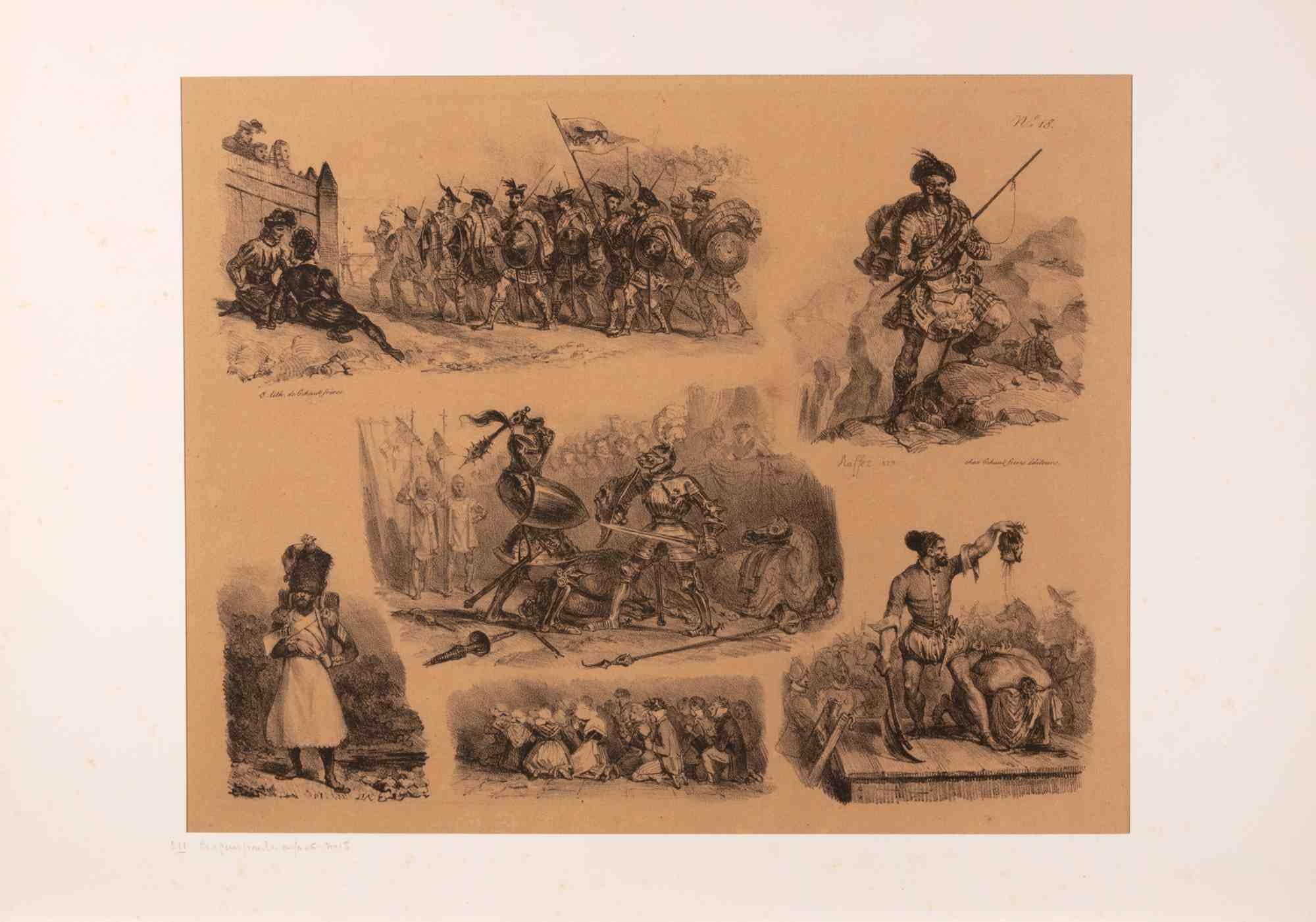 Croquis pour les Enfants - Lithograph by Auguste Raffet - 19th Century For Sale 1