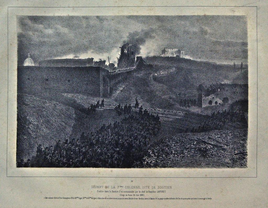 Départ de la 3éme Colonne Dite de Soutien - Lithograph by Auguste Raffet - 1859