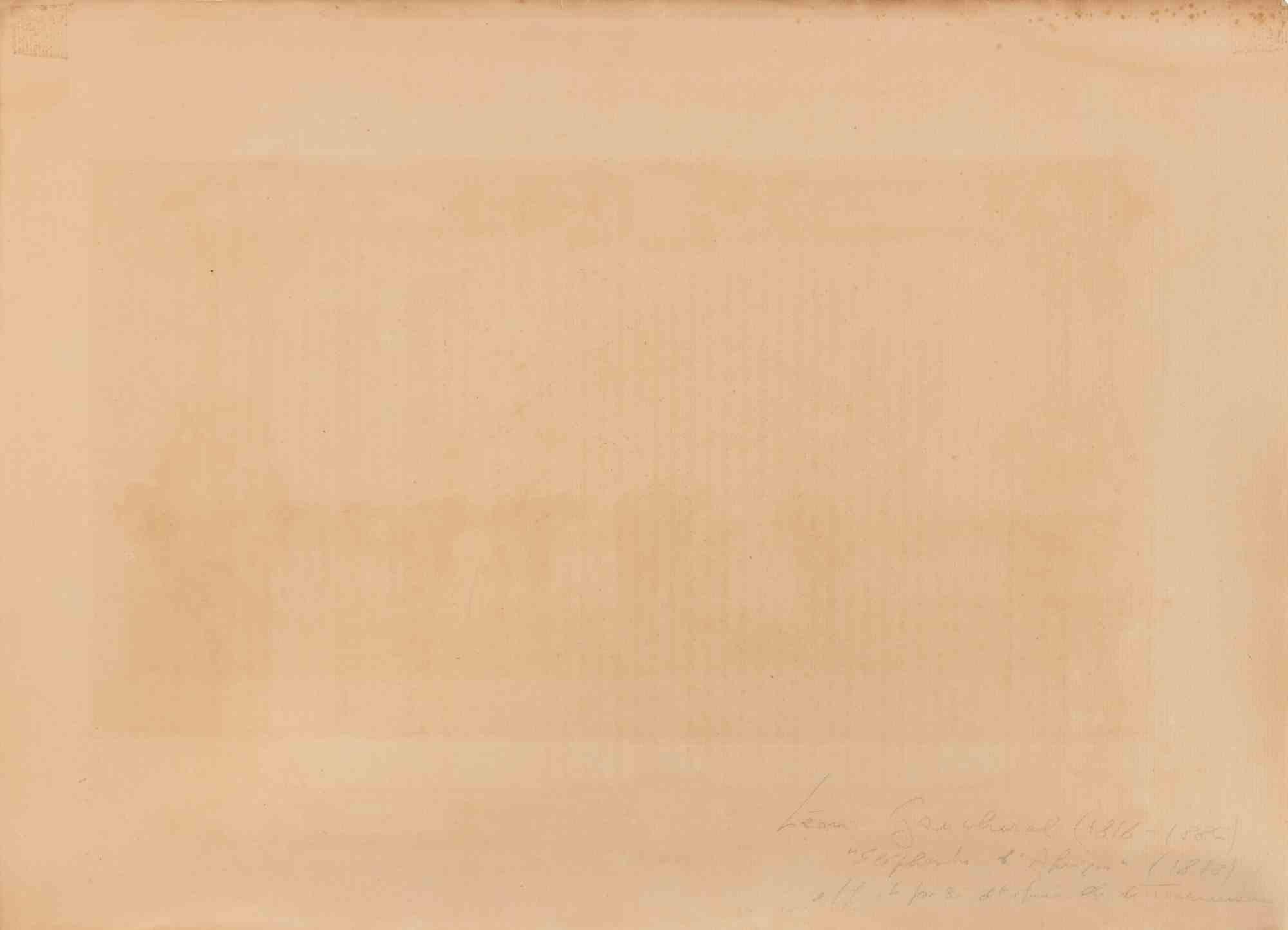 Éléphants d’Afrique (Souvenir du Luxembourg)-Lithograph by Auguste Raffet - 1879 For Sale 1