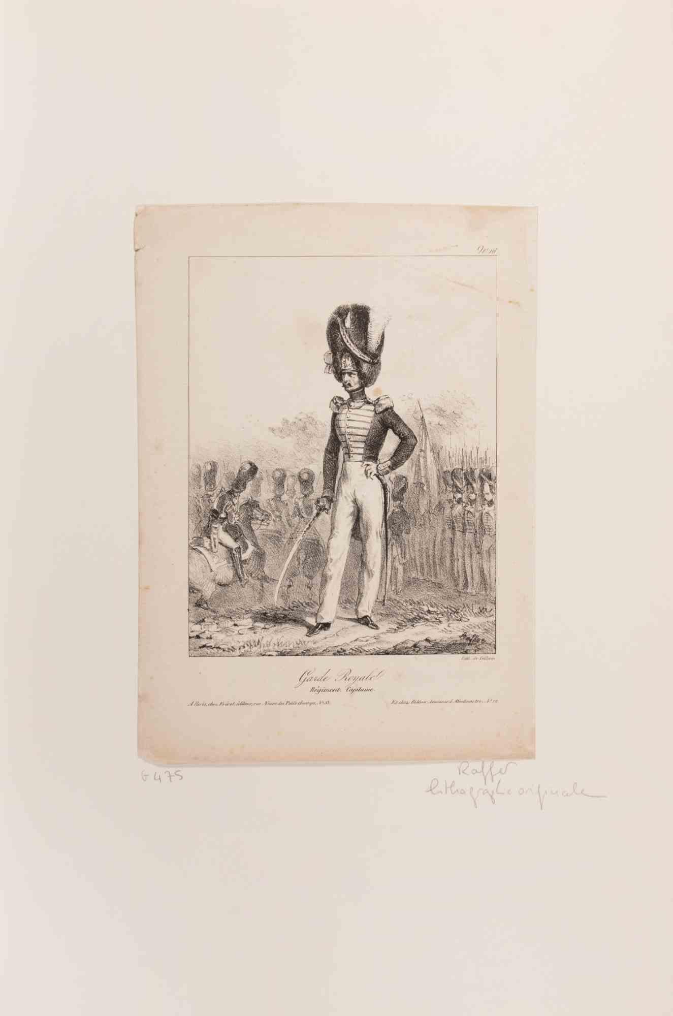 Lithograph on wove paper, realized in 1828.

Signed in the plate.

Light foxing throughout, slightly heavier on the margins; faint handling creases; image impression clean and well-preserved.

This finely detailed lithograph is an early work by