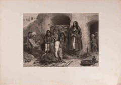 Habitantions de Tsiganes dans la Montagne - Lithograph by Auguste Raffet - 1841