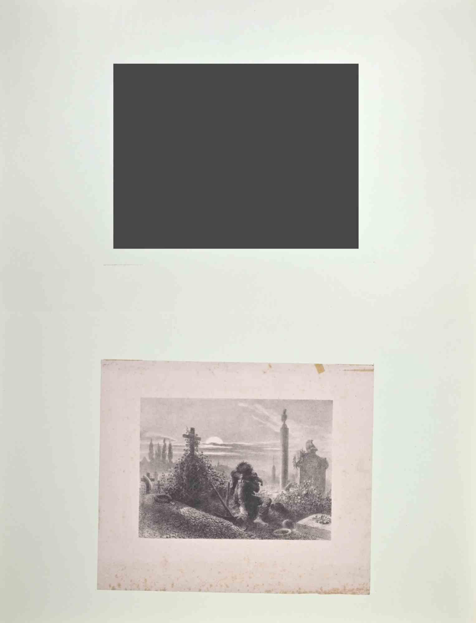 In Cemetery - Lithograph by Auguste Raffet - 1854 For Sale 1