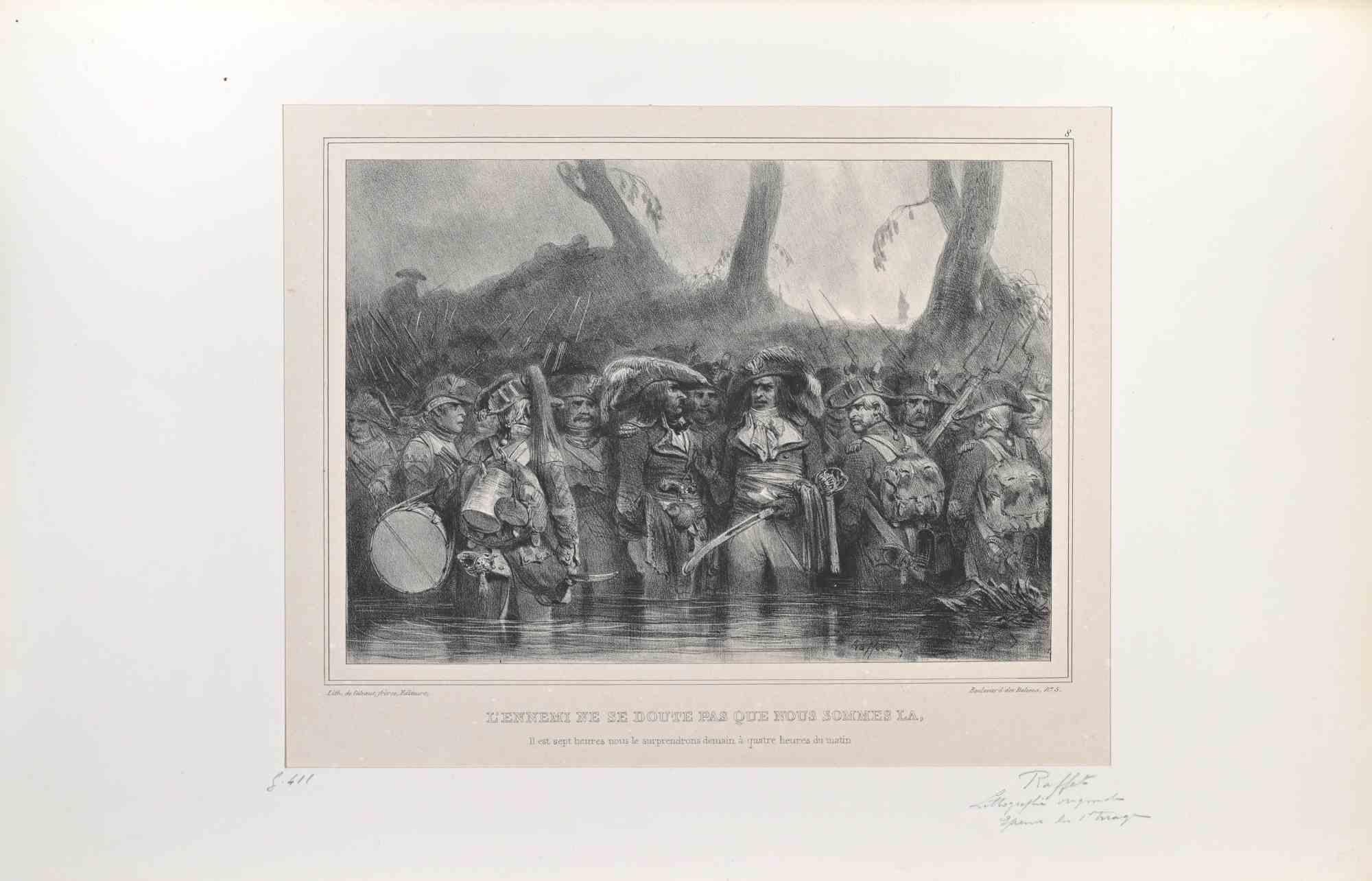 L'Ennemi Ne Se Doute Pas Que is a Lithograph realized by Auguste Raffet in the 1830s.

Signed on the plate.

Good condition with foxing.
