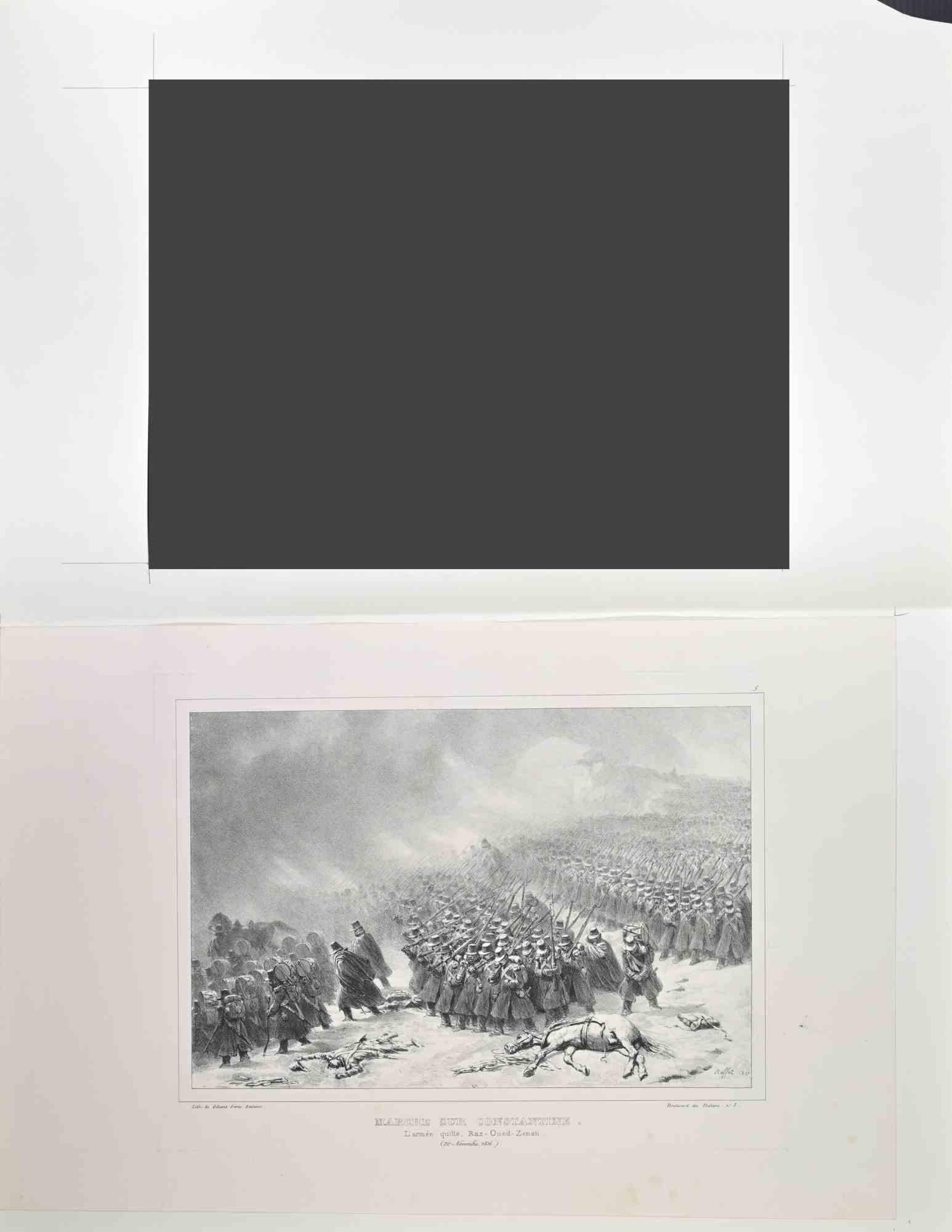Marche Sur Constantine - Lithograph by Auguste Raffet - 1837 For Sale 1