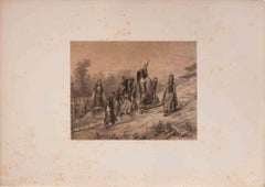 Oriental Women at the Fountain - Lithograph by Auguste Raffet - 1830s