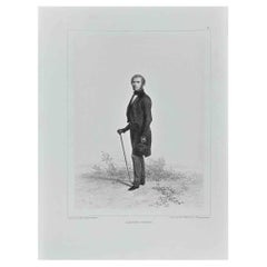Porträt von Alexandre Nordmann – Originallithographie von  Auguste Raffet - 1848