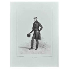 Porträt von Paul Kolounoff – Originallithographie von  Auguste Raffet - 1848