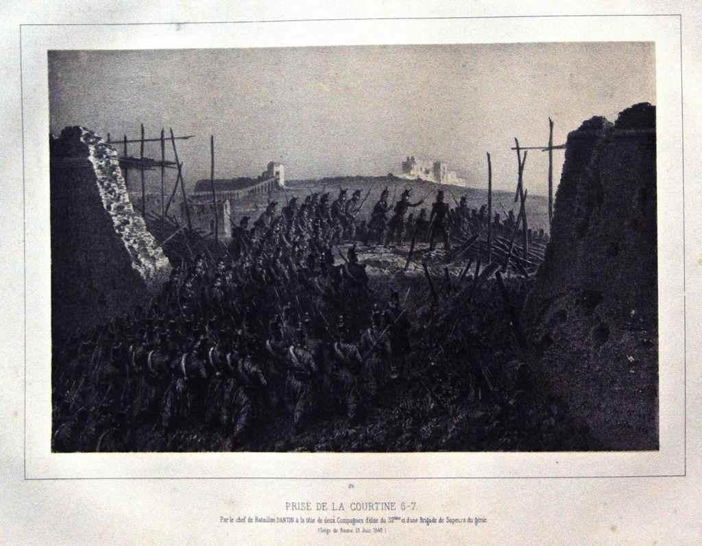 Prise de la Courtine 6-7 - Lithographie d'Auguste Raffet - 1859