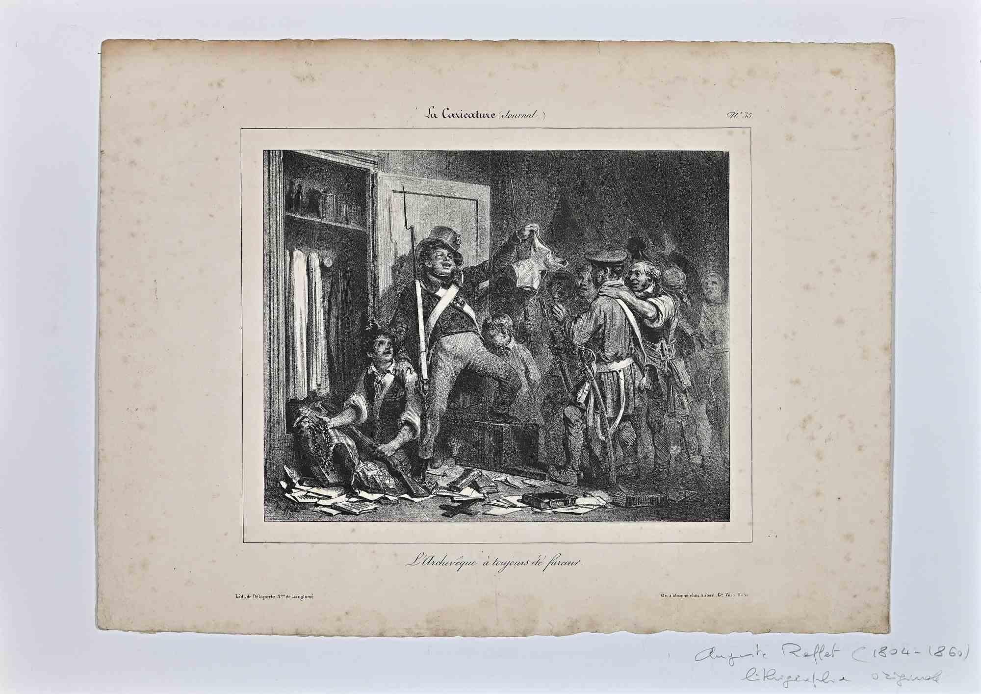 Real Life is a Lithograph realized by Auguste Raffet (1804-1860).

Good condition on a yellowed paper.

Hand signed by the artist on the lower left corner.

Denis Auguste Marie Raffet (2 March 1804 – 16 February 1860) was a French illustrator and