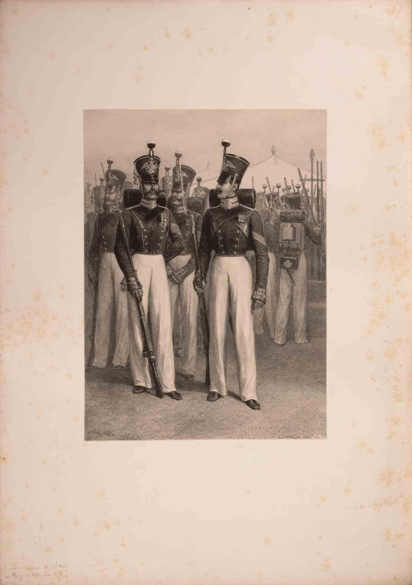 Soldats en Tenue de Parade - Lithograph by Auguste Raffet - 1830s