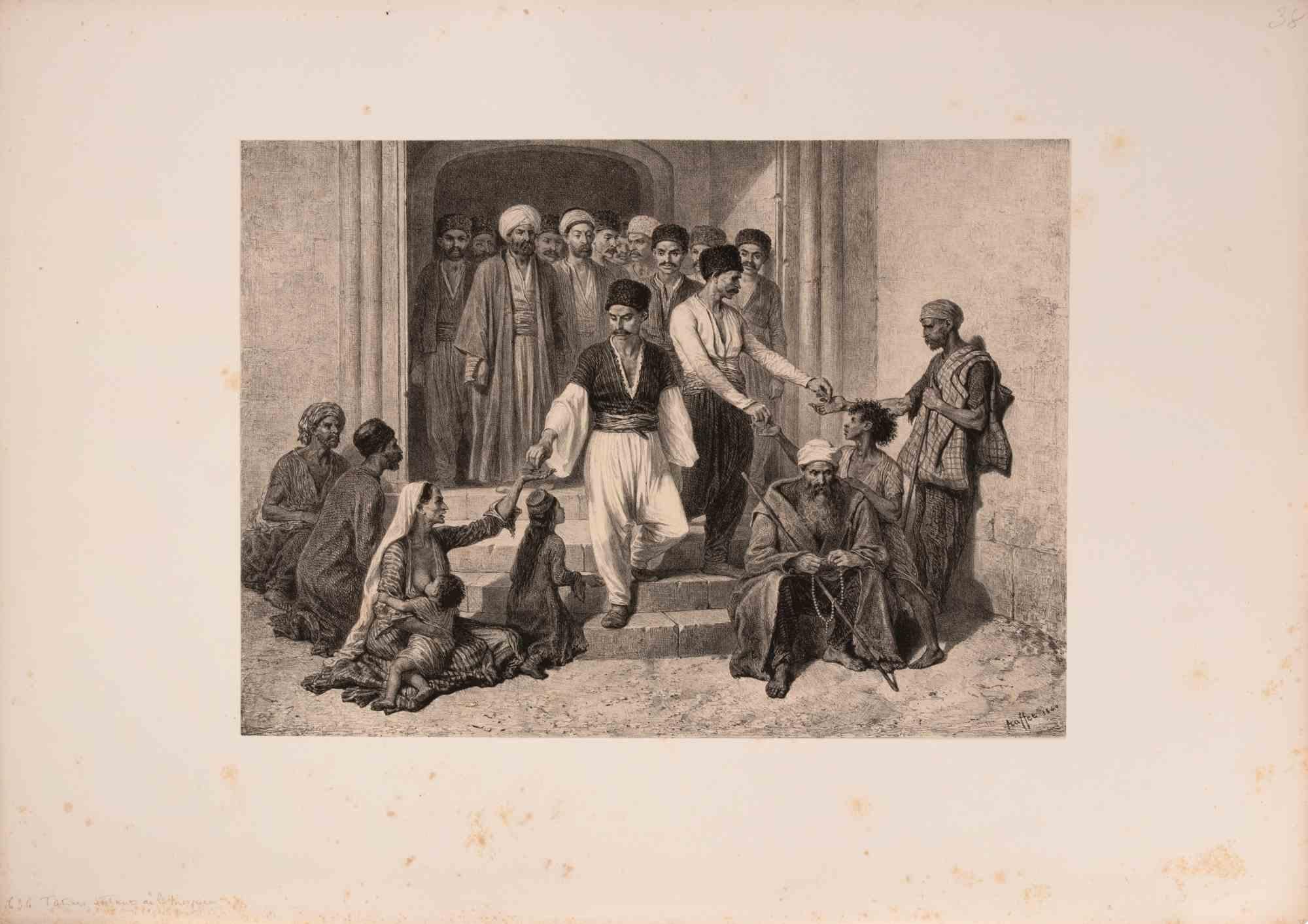 Tatars Faisant des Aumônes - Lithograph by Auguste Raffet - 1840