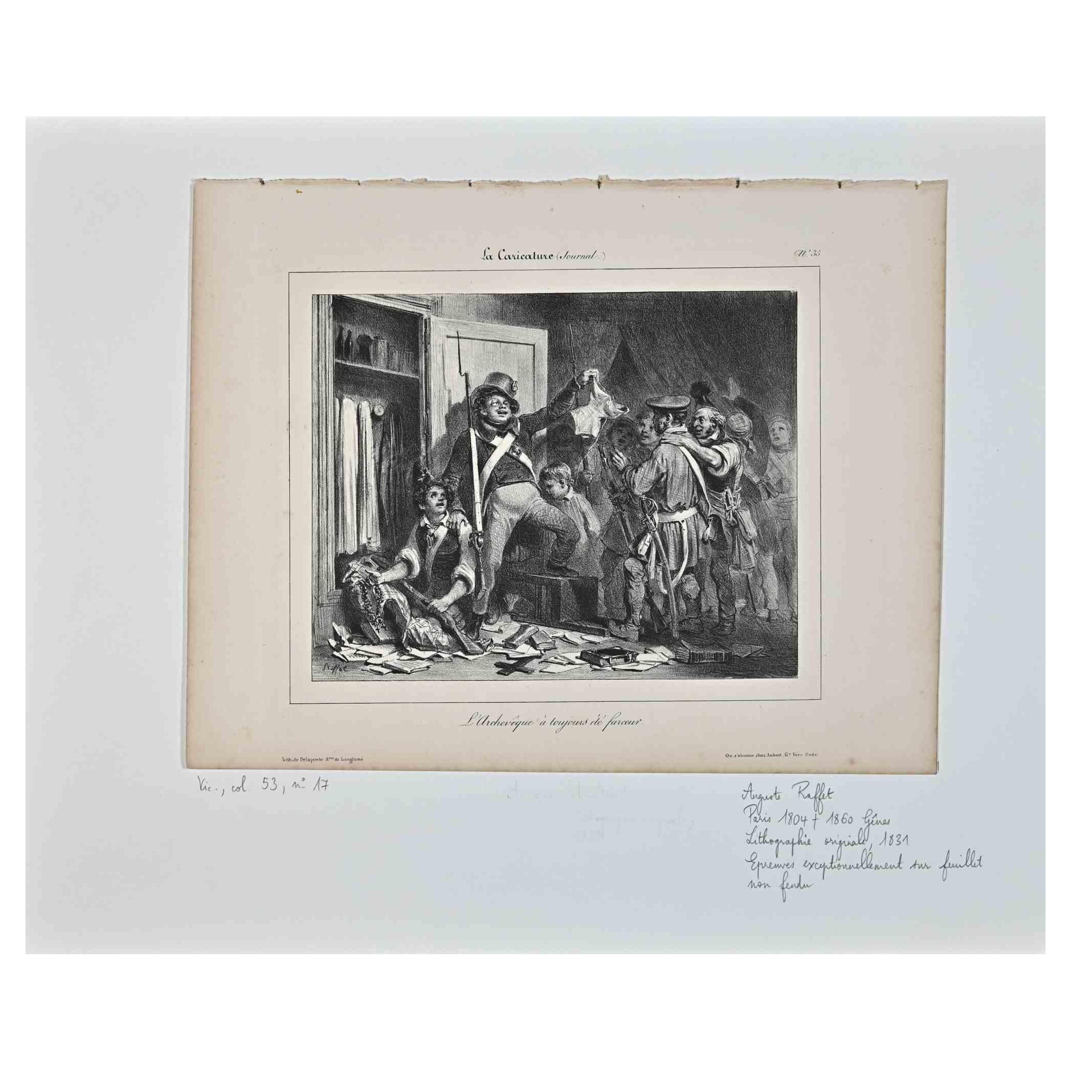La caricature - Lithographie originale de  Raffet d'Auguste - 1831