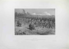 Antique The French Trench - Lithograph by Auguste Raffet - Mid 19th century