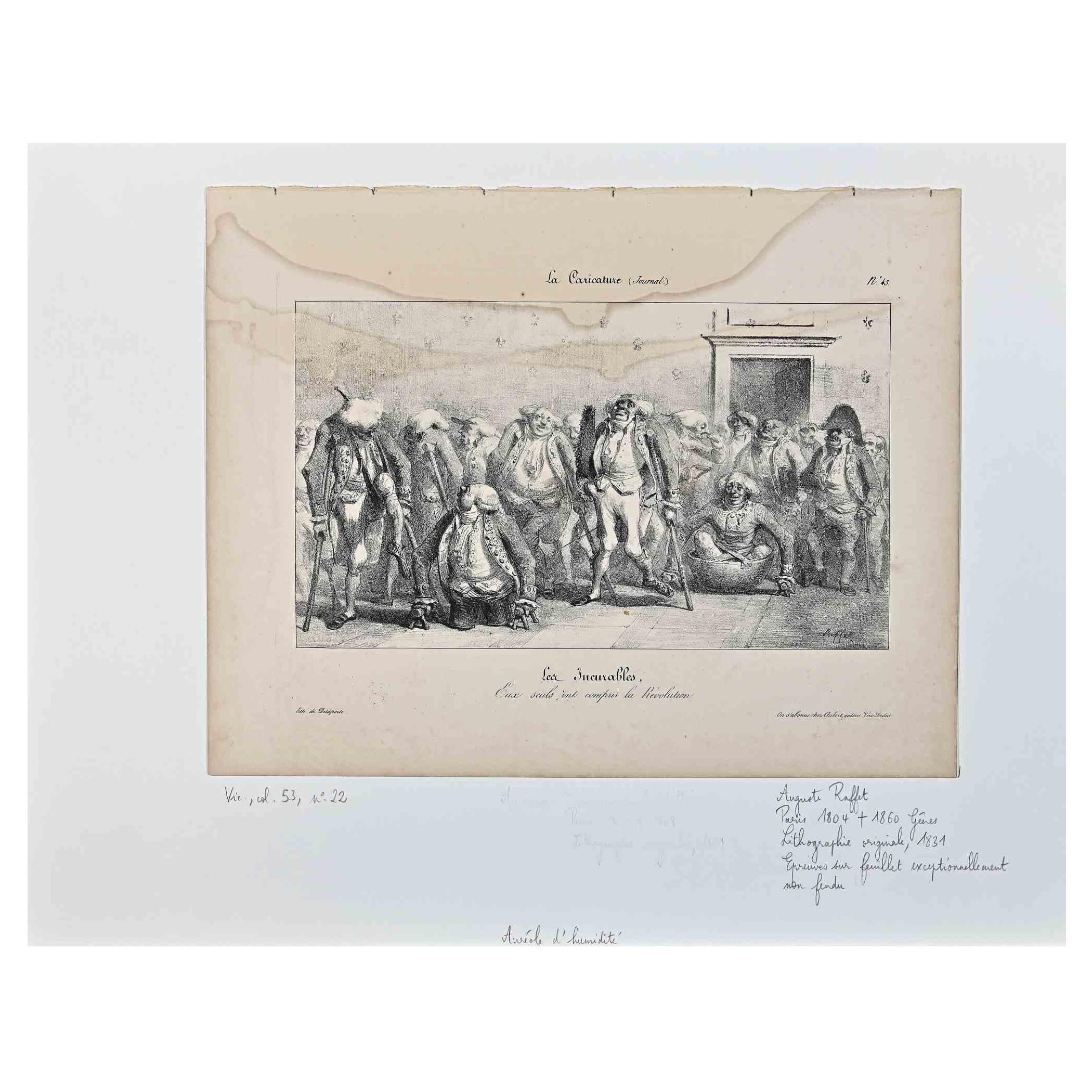 Los Incurables - Litografía original de  Auguste Raffet - 1836