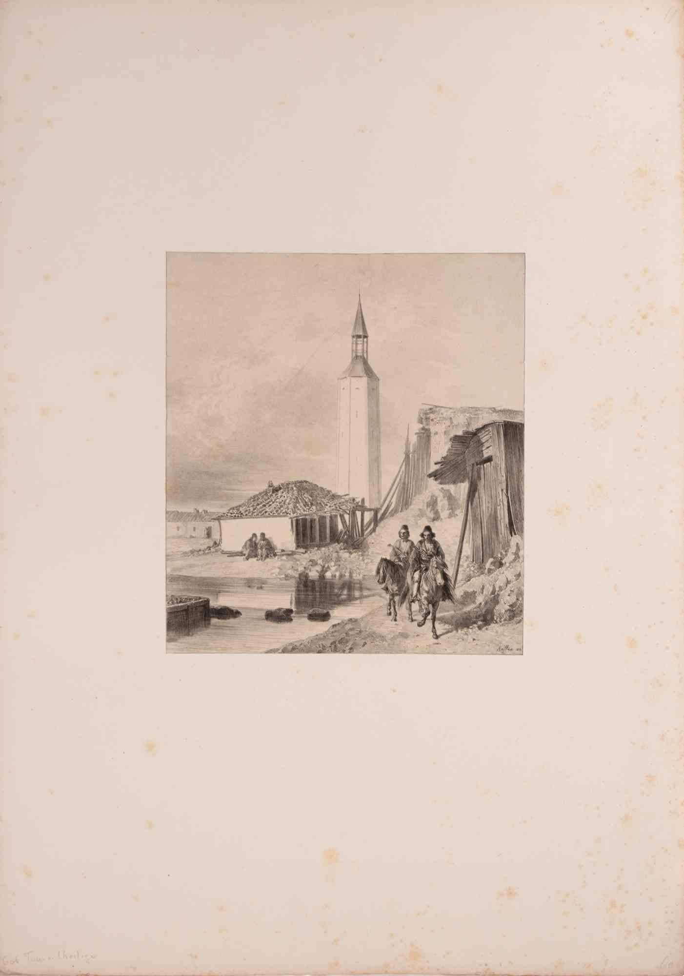 Tour à Rhotaye - Lithograph by Auguste Raffet - 1839