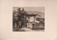 Village Scene in Dagestan - Lithograph by Auguste Raffet - 1841