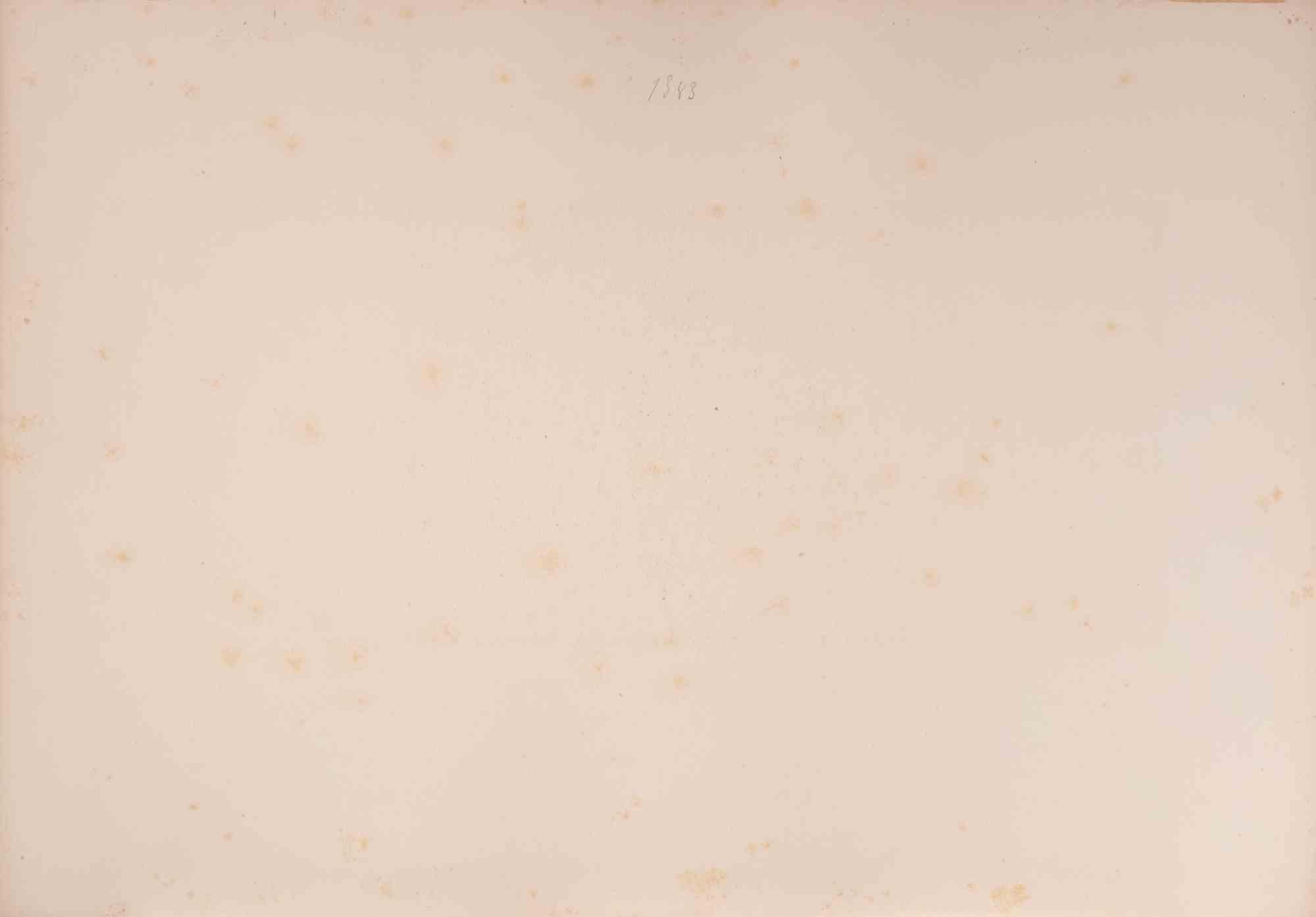 Vue du Marché de Lisbonne - Lithographie von Auguste Raffet - 1844 im Angebot 1