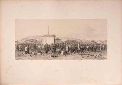 Vue du Marché de Lisbonne - Lithograph by Auguste Raffet - 1844